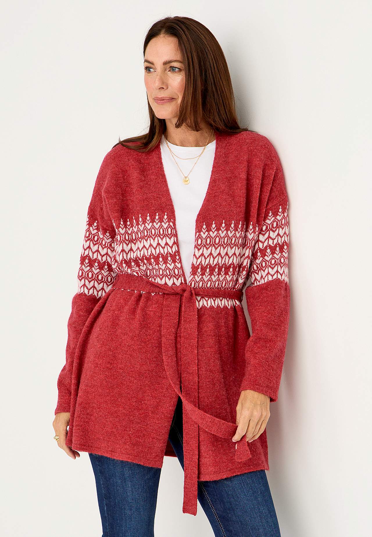 Jacquard-knit cardigan