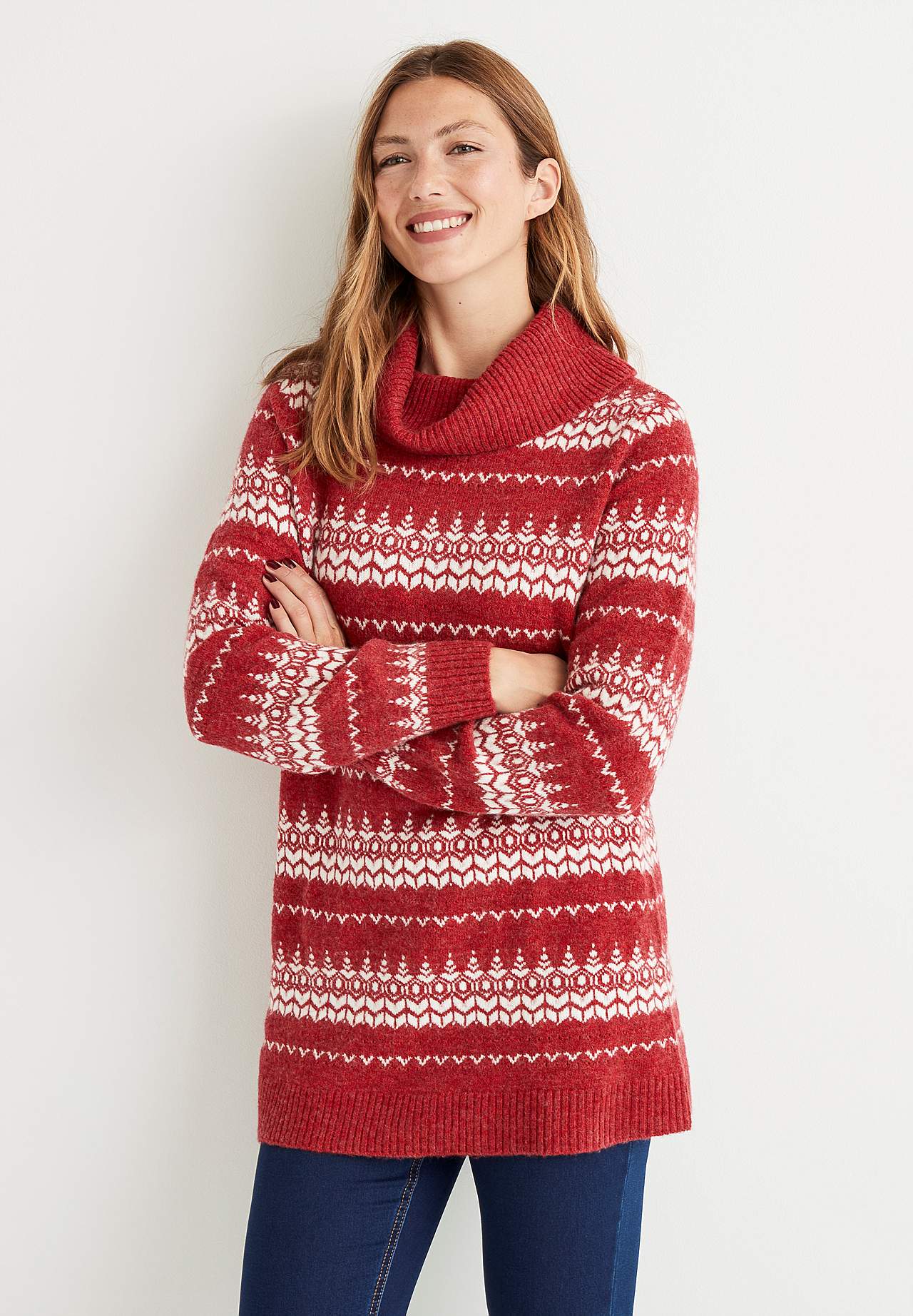 Jacquard-knit tunic