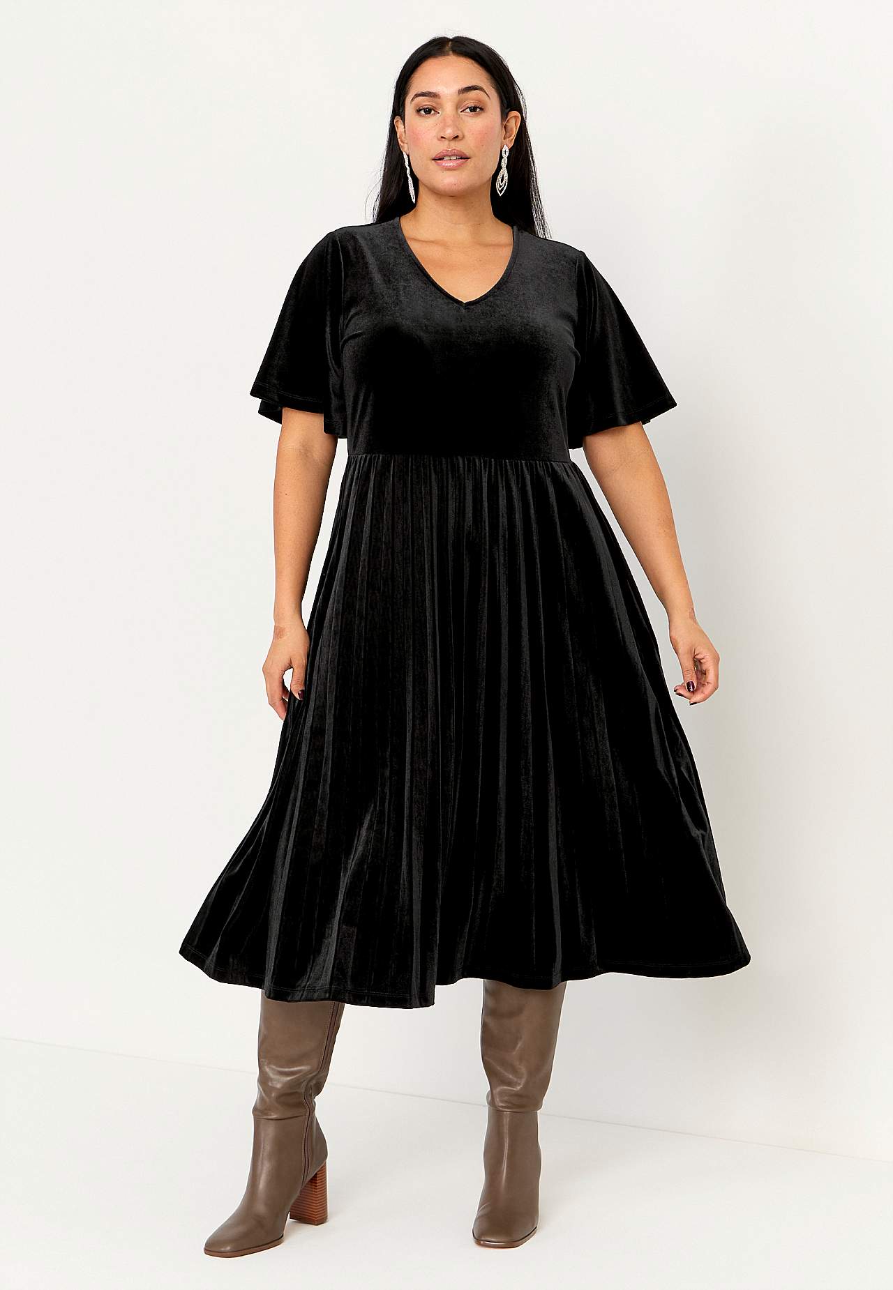 Pleated velvet dress