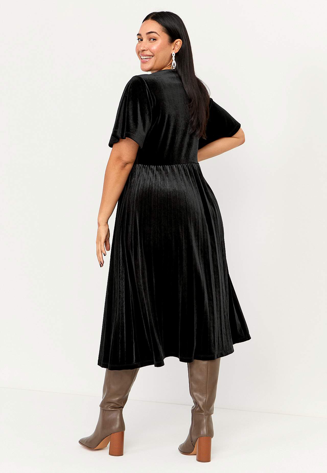 Pleated velvet dress