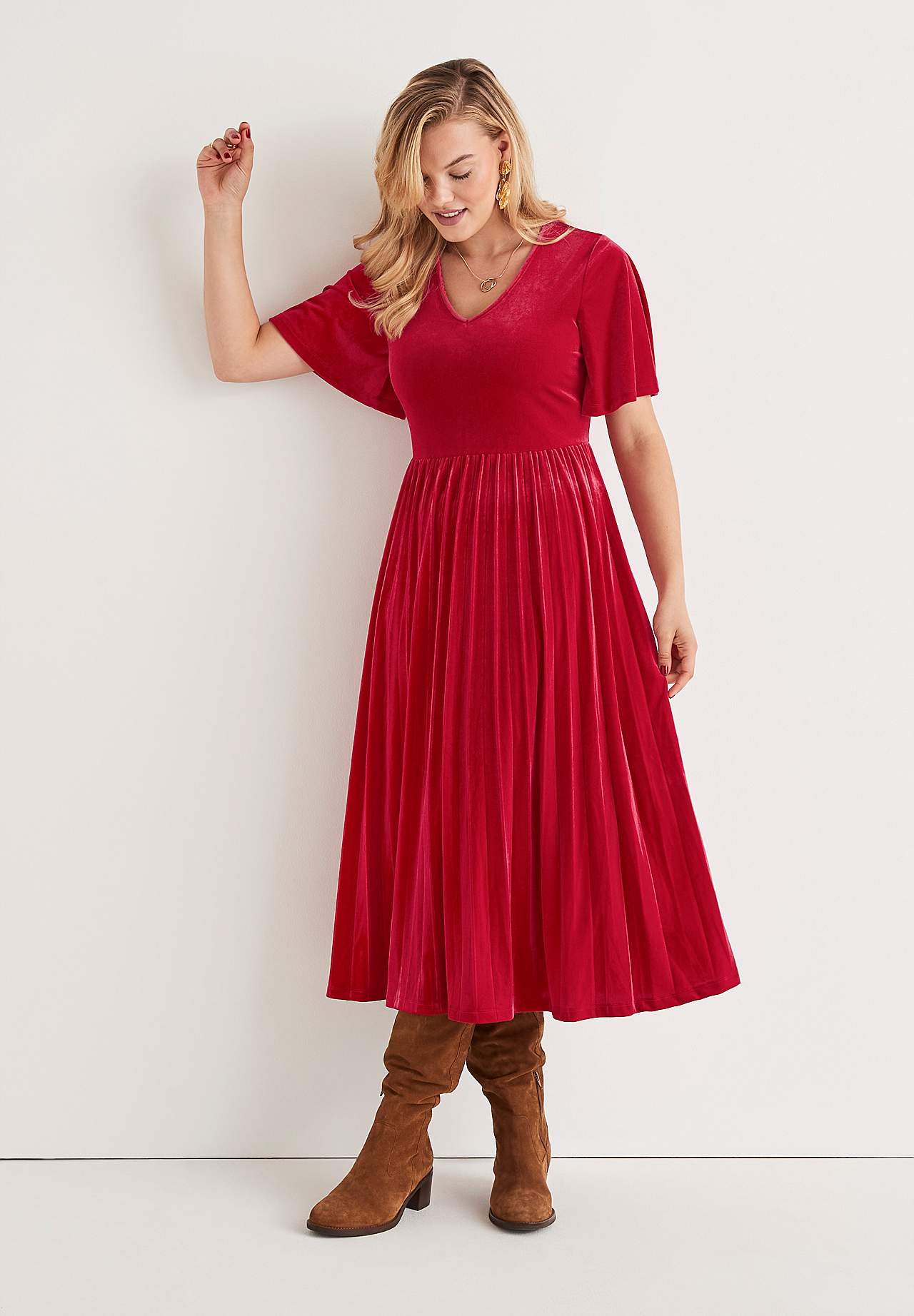 Pleated velvet dress
