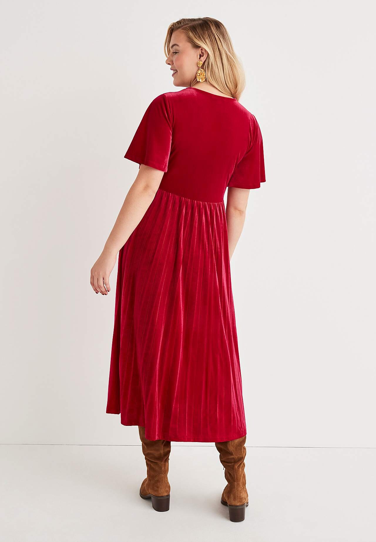 Pleated velvet dress