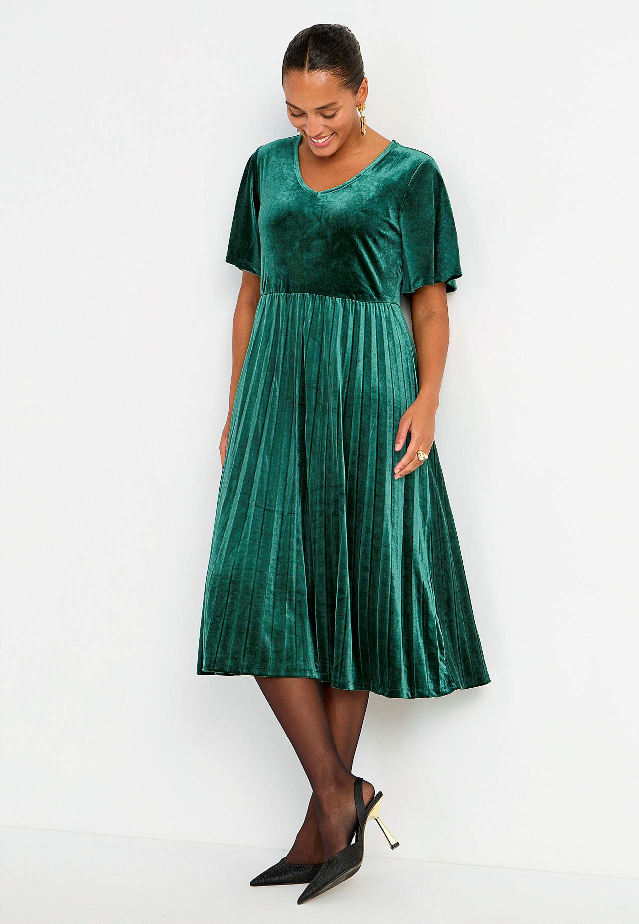 Pleated velvet dress