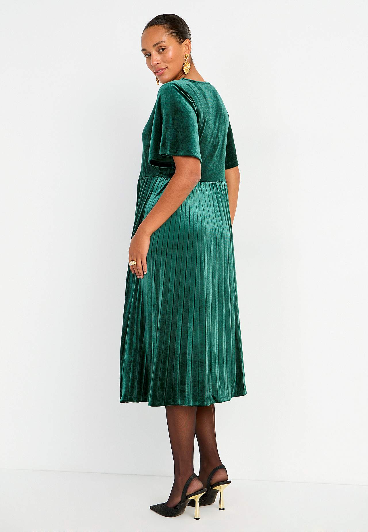 Pleated velvet dress
