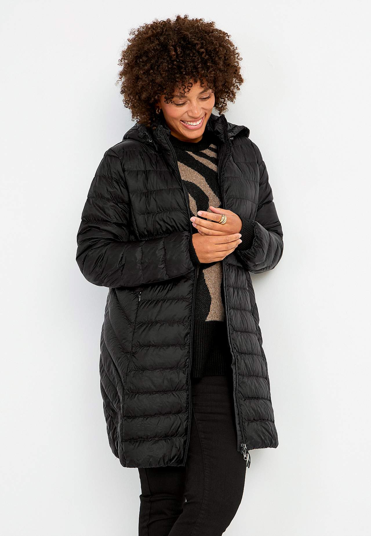 Down jacket with hood