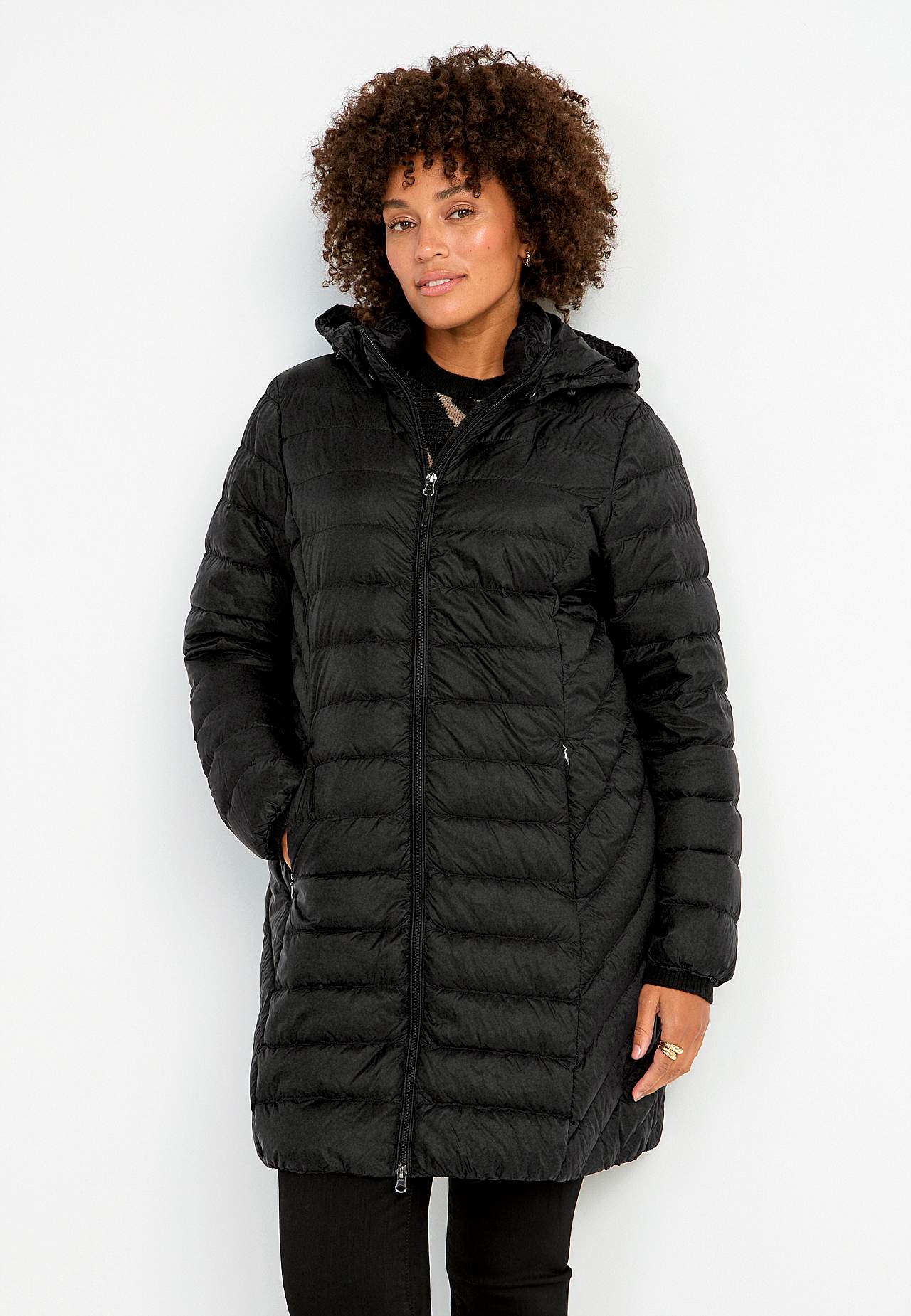 Down jacket with hood