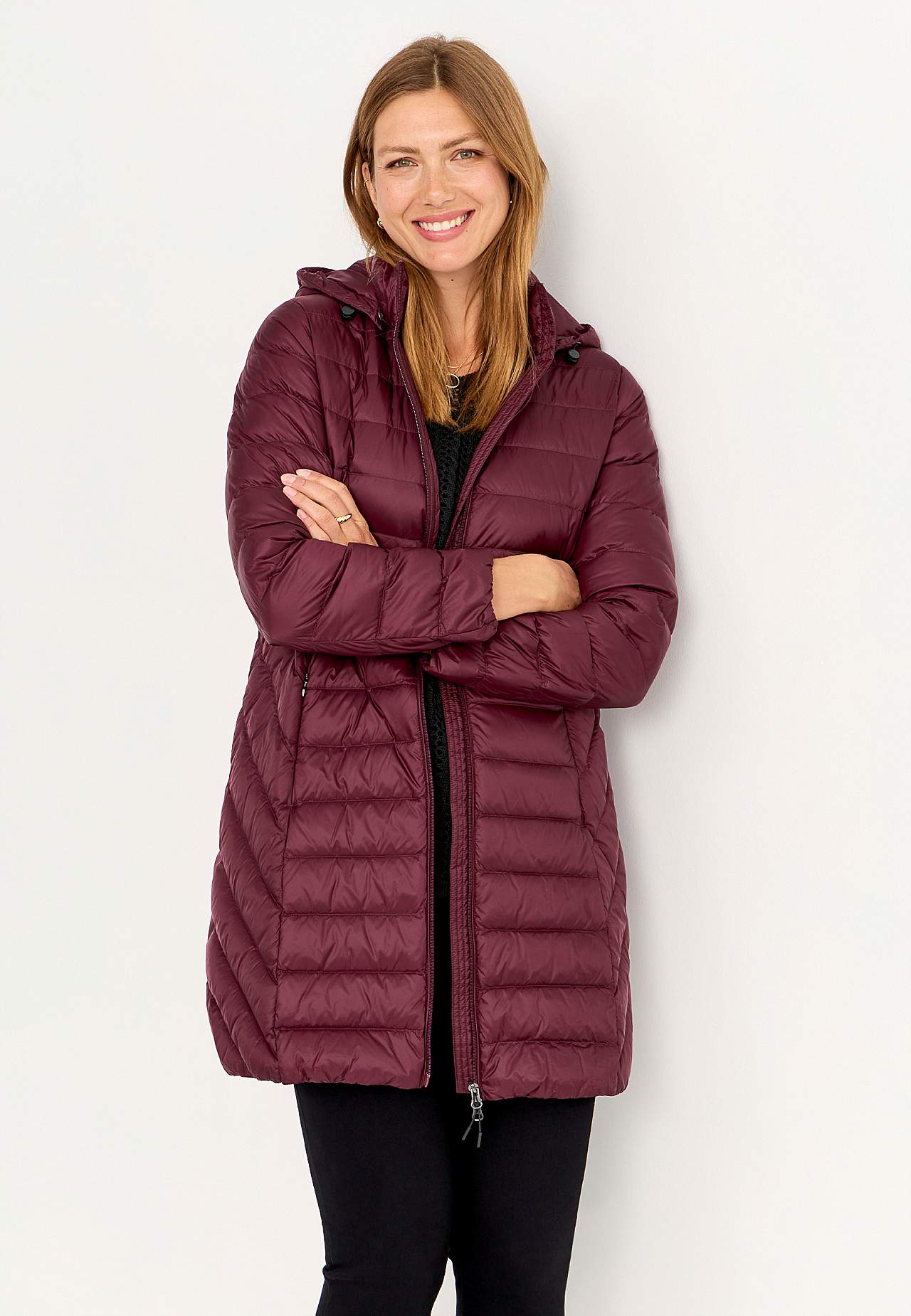 Down jacket with hood
