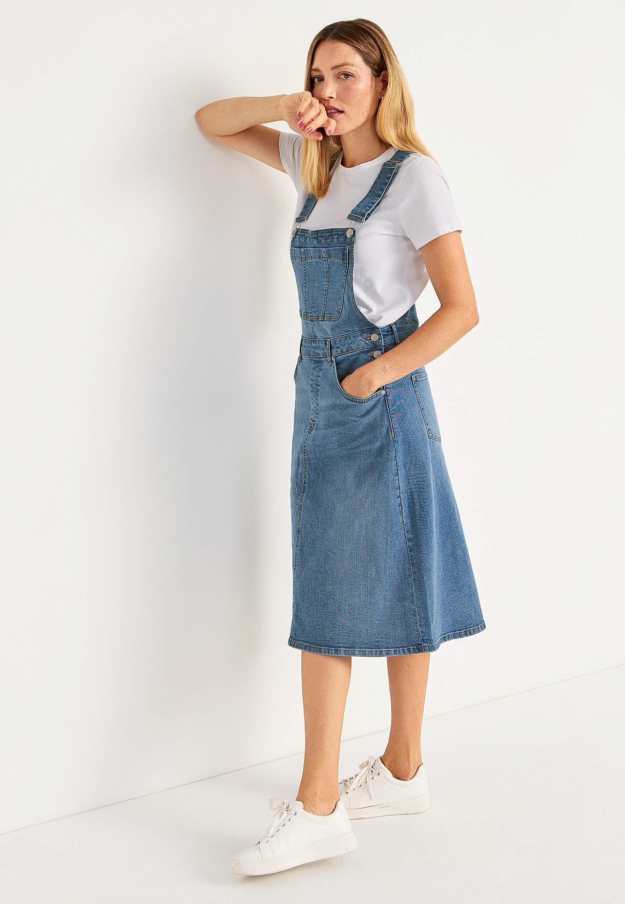 Dungaree dress in denim