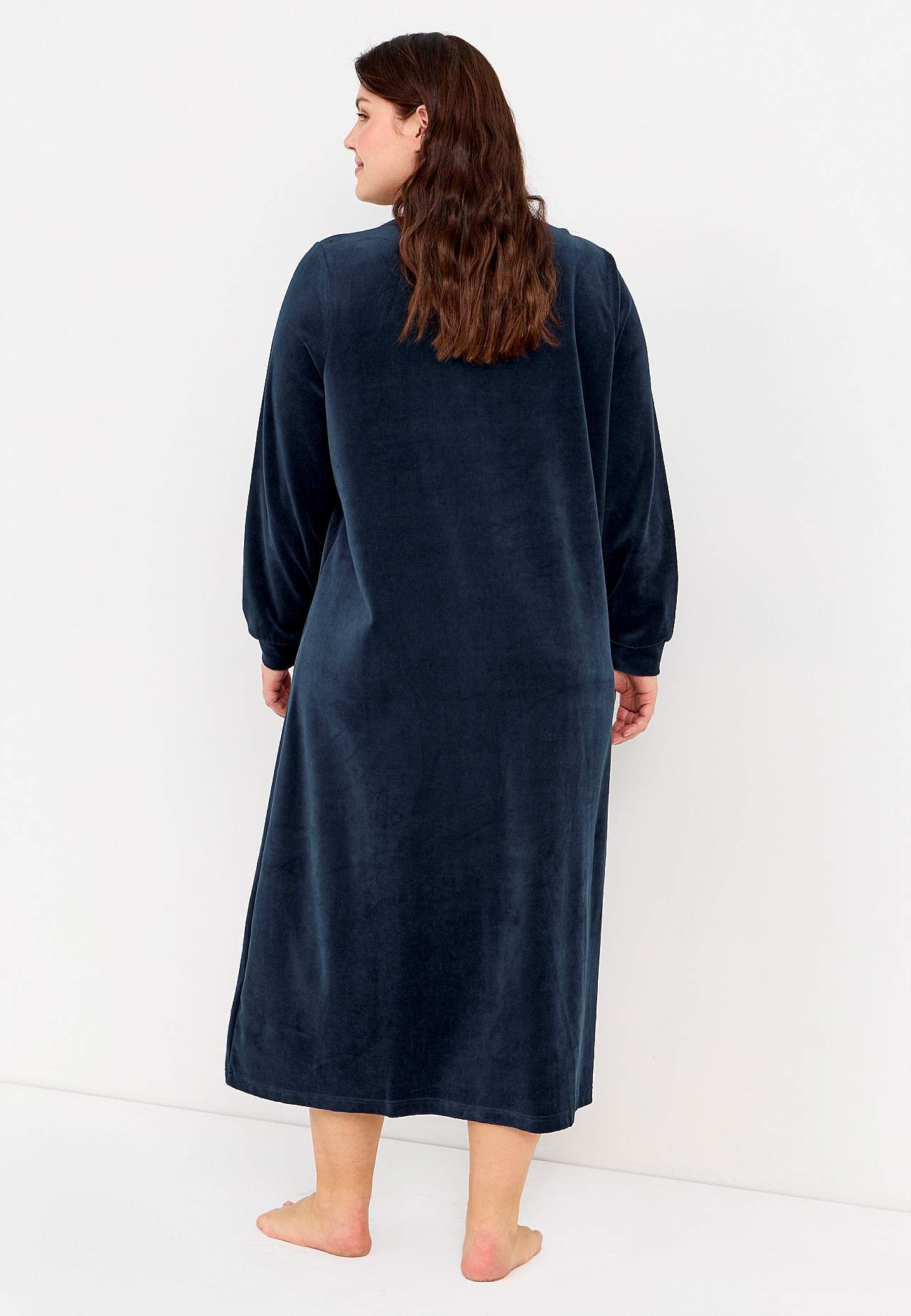 Long dressing gown in cotton velour