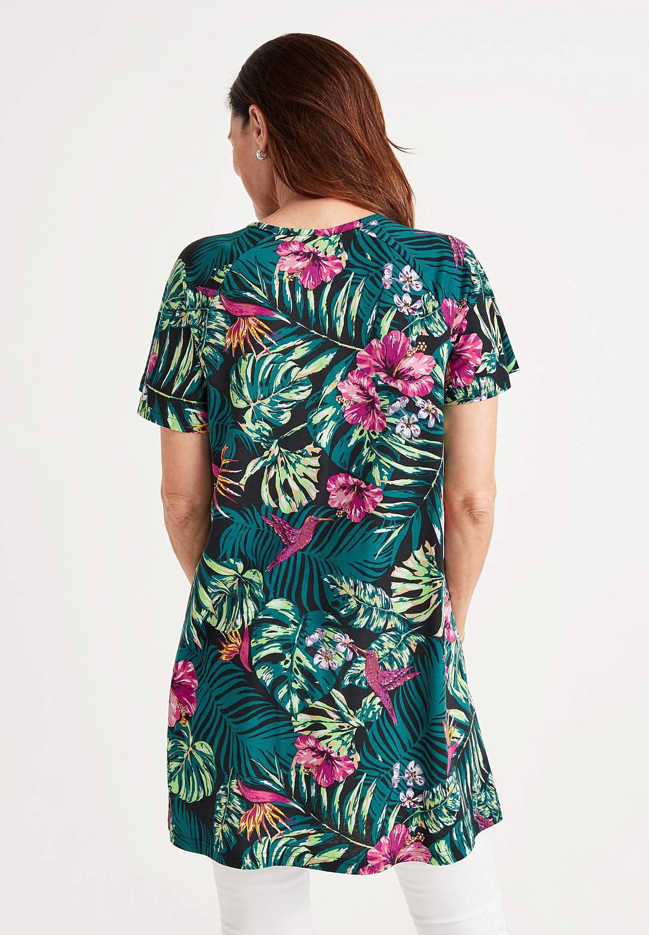Jersey tuniq with a flower pattern