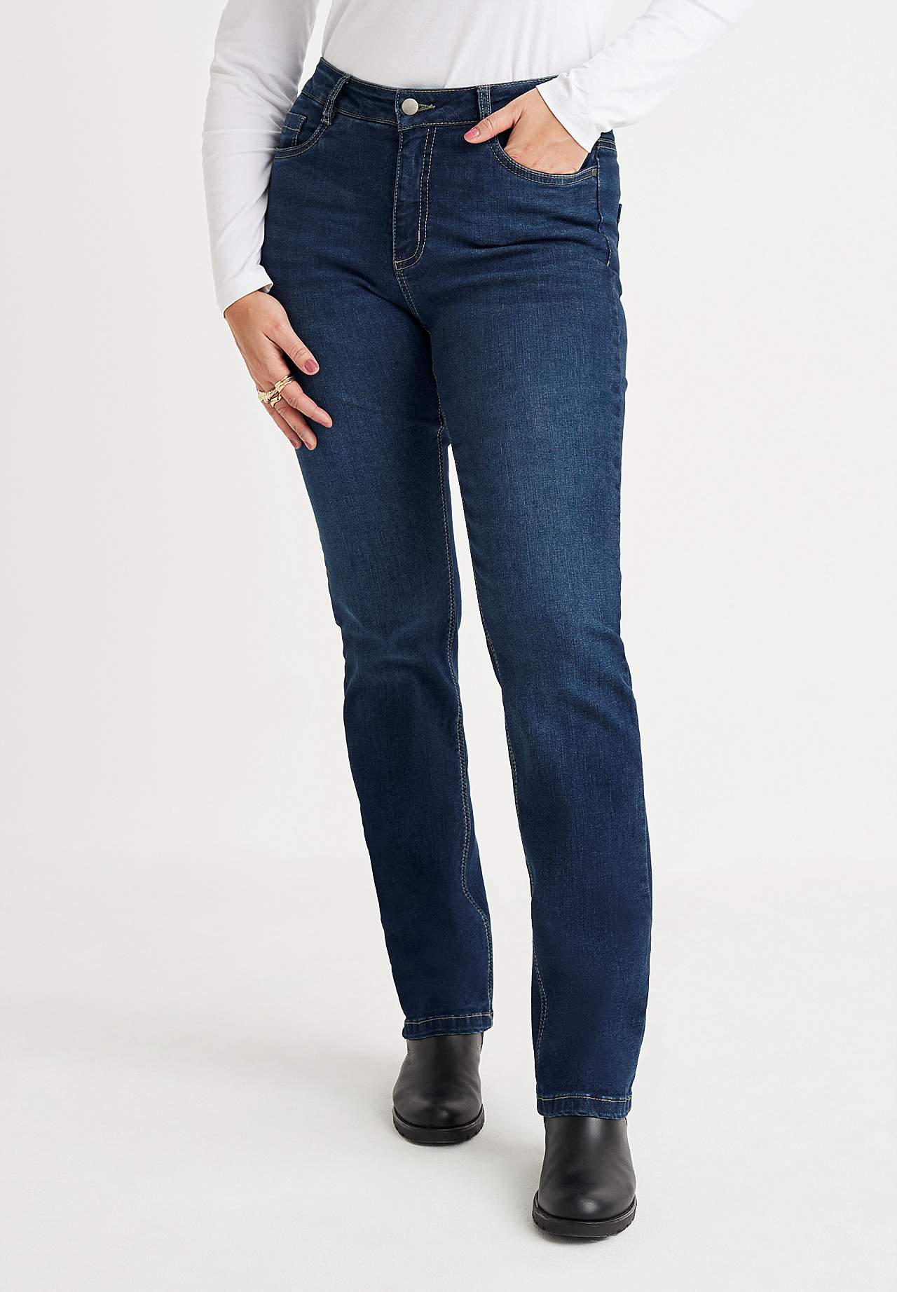 Stretch jeans with straight leg - three lengths