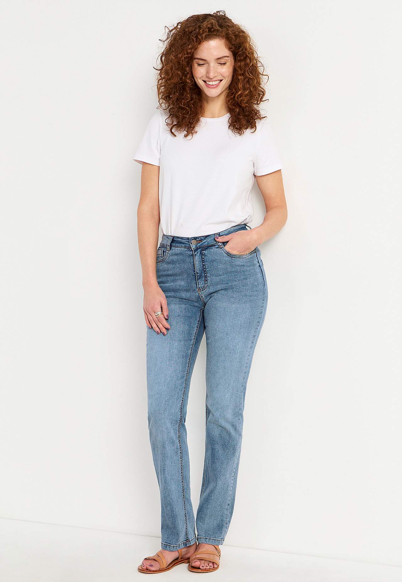 Stretch jeans with straight leg - three lengths