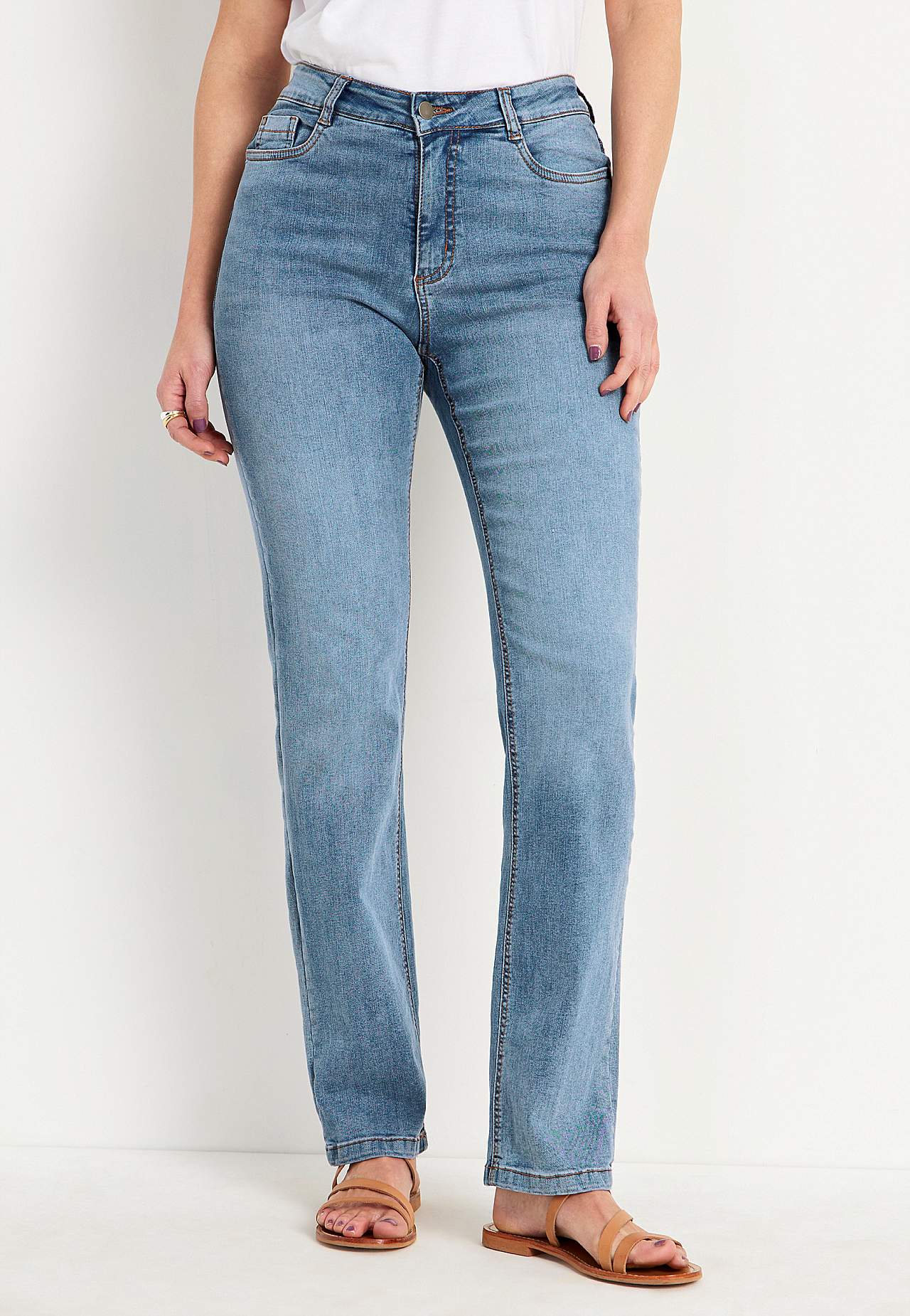 Stretch jeans with straight leg - three lengths