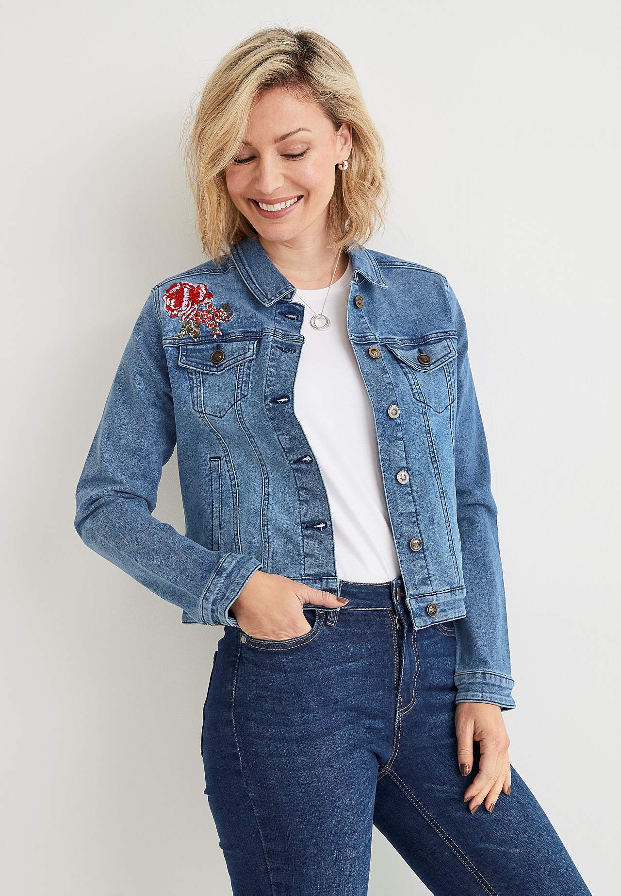 Denim jacket with embroidery