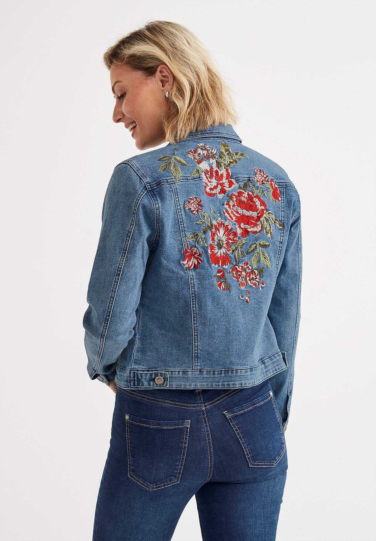 Denim jacket with embroidery