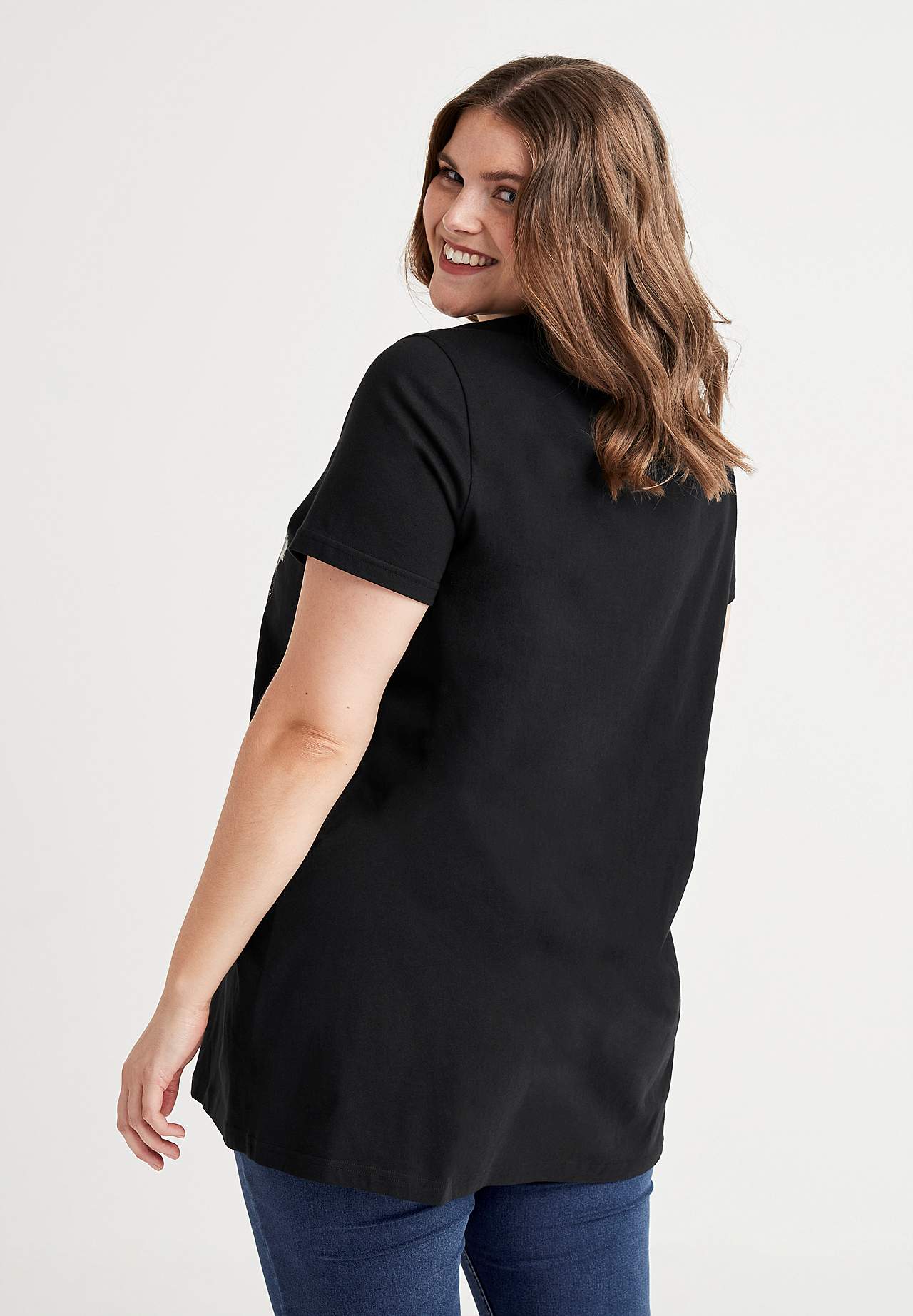 Short-sleeved jersey tuniq with print