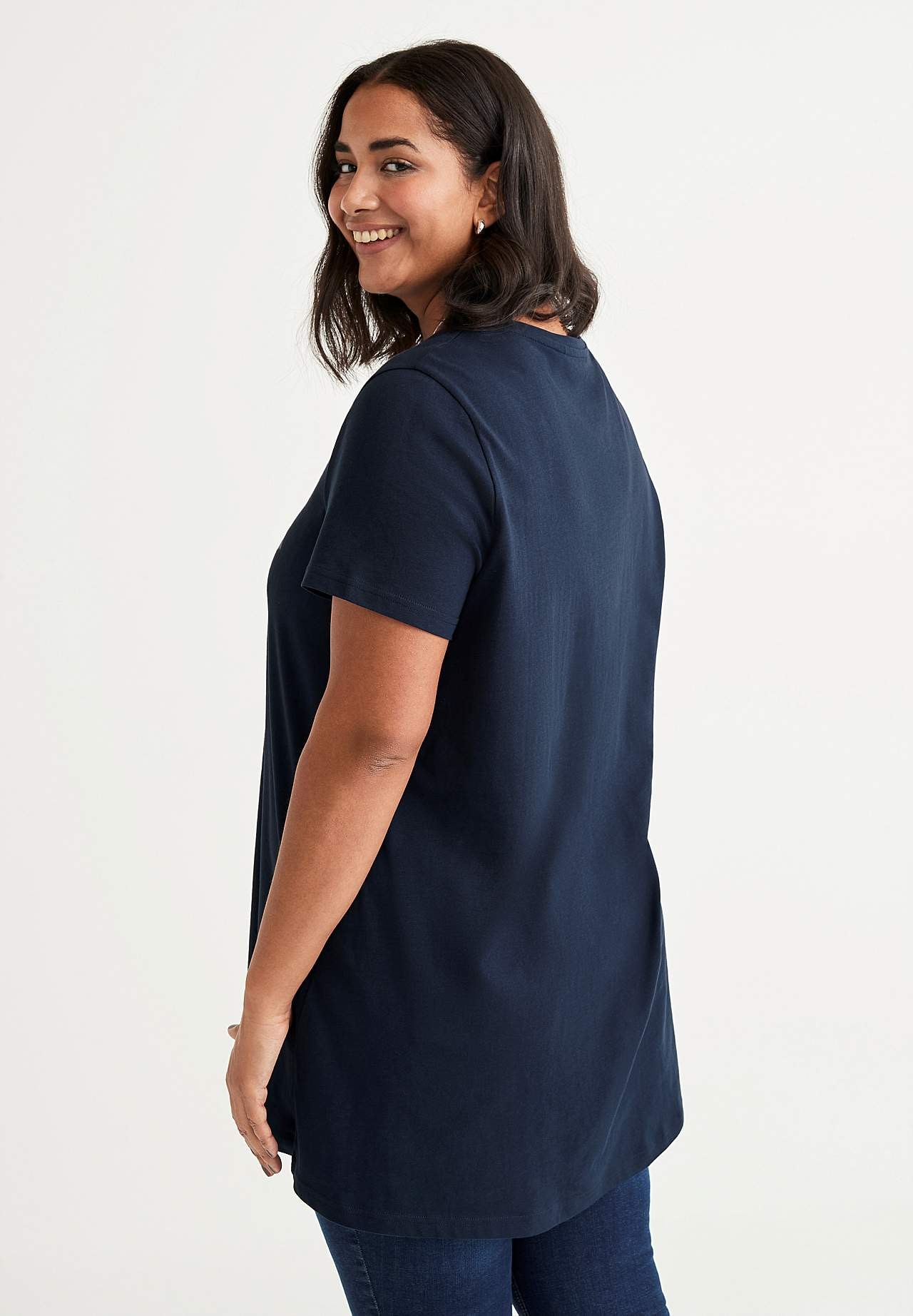 Short-sleeved jersey tuniq with print
