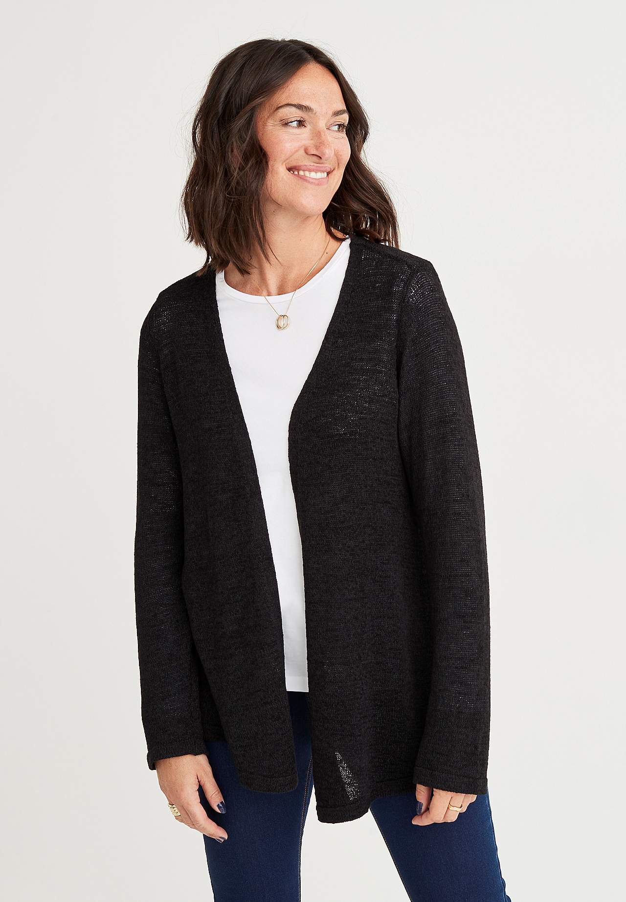 Knitted cardigan with open front