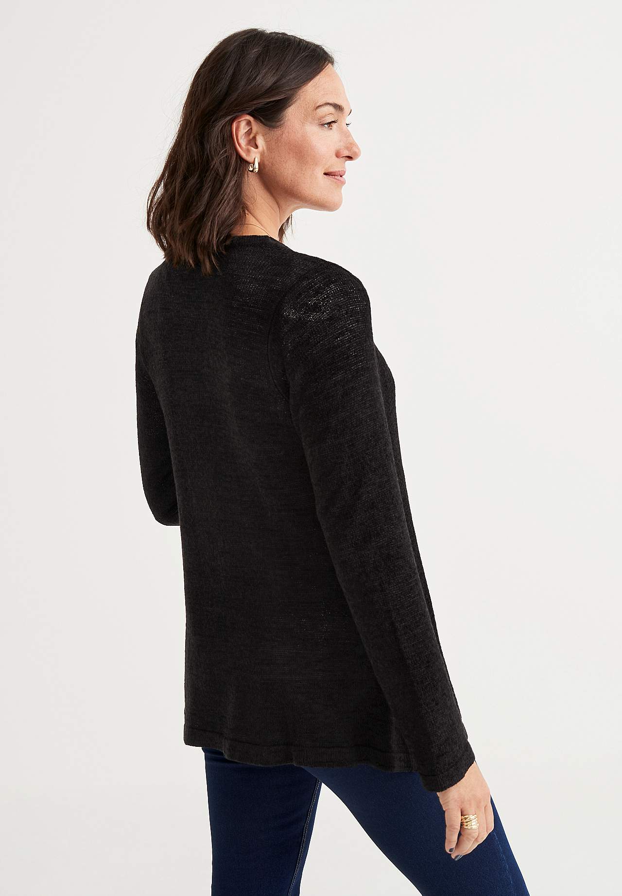 Knitted cardigan with open front
