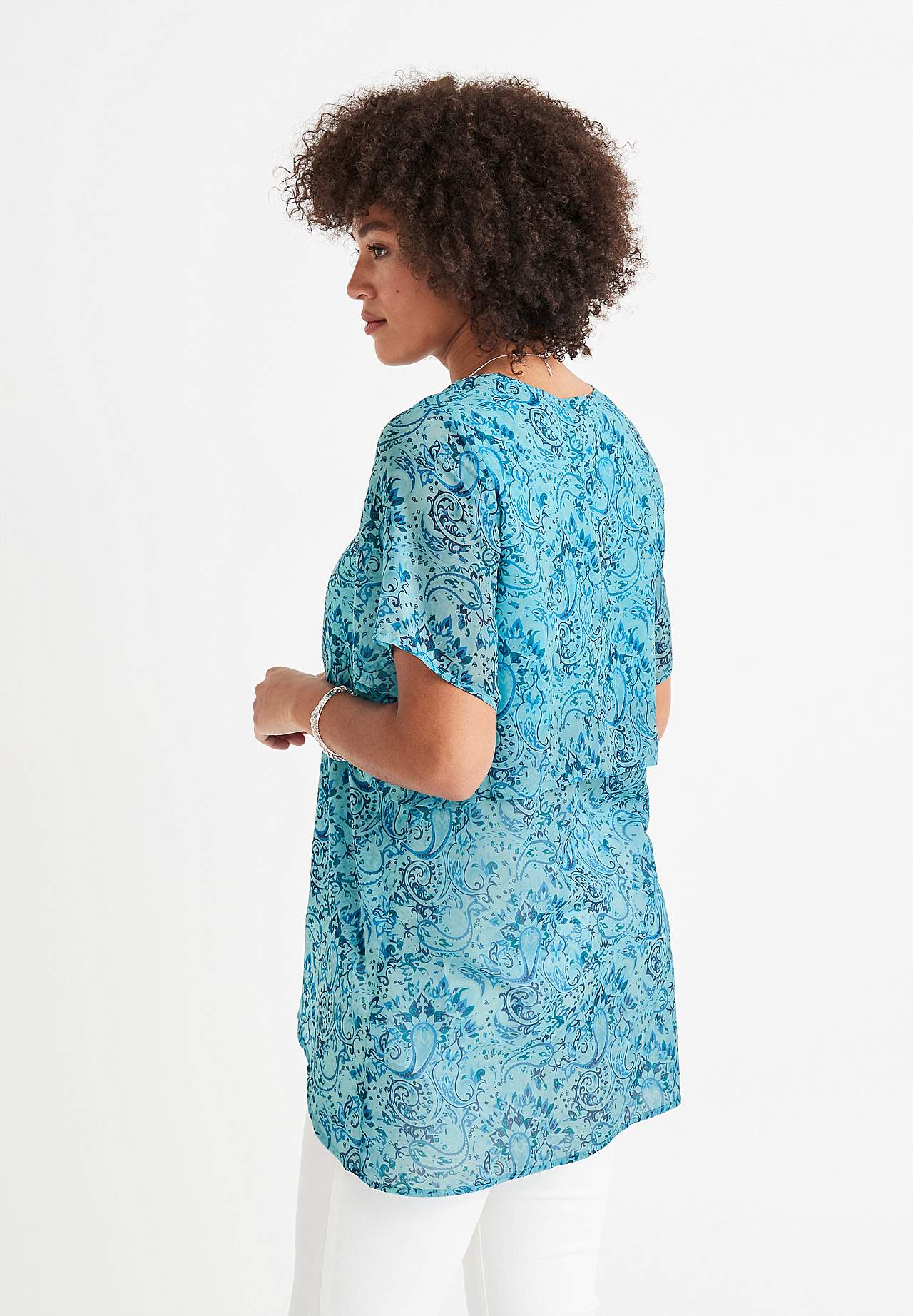 Chiffon tunic with a paisley pattern