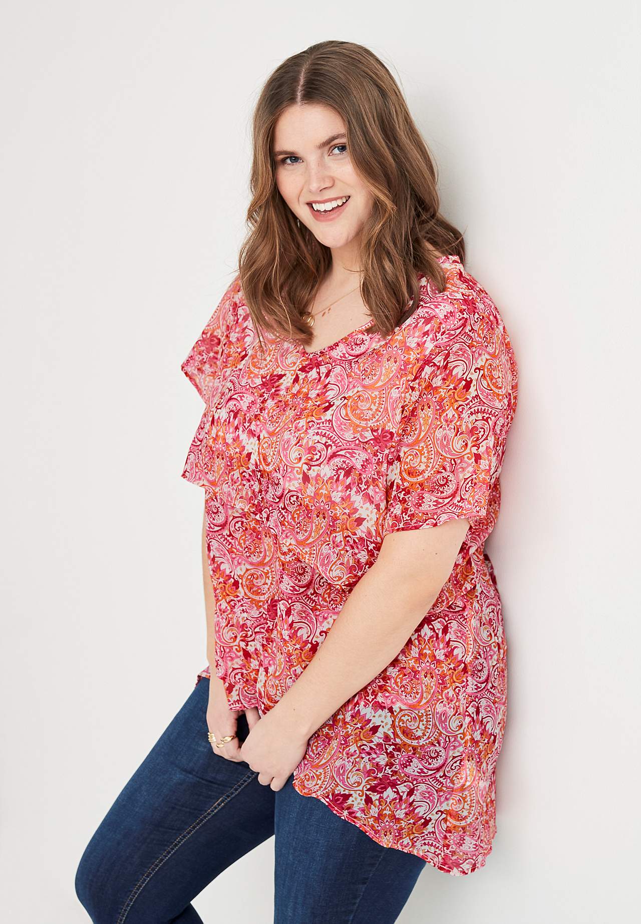 Chiffon tunic with a paisley pattern