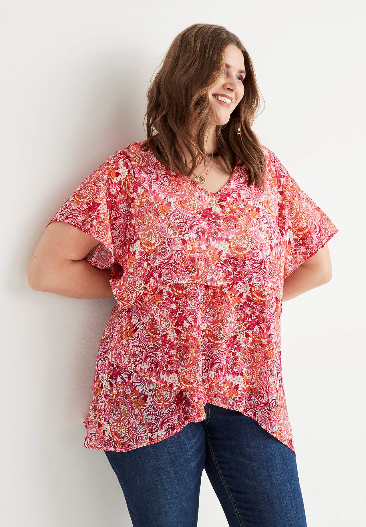 Chiffon tunic with a paisley pattern