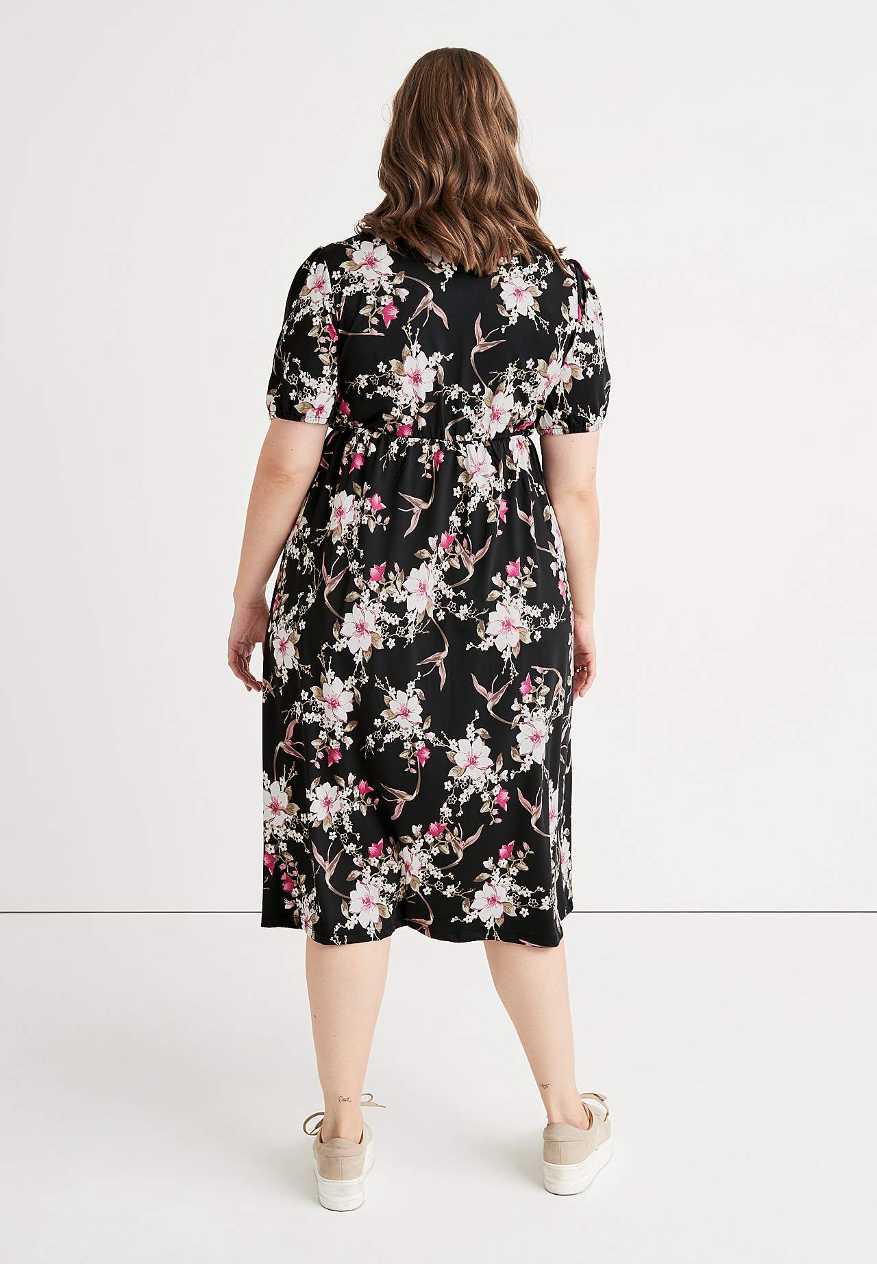 Patterned midi dress in supple jersey