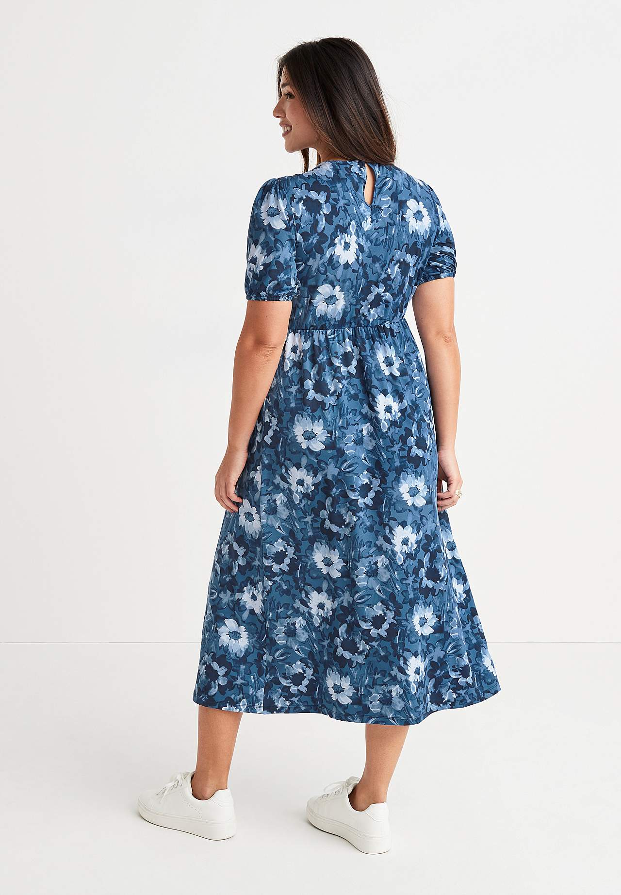 Patterned midi dress in supple jersey