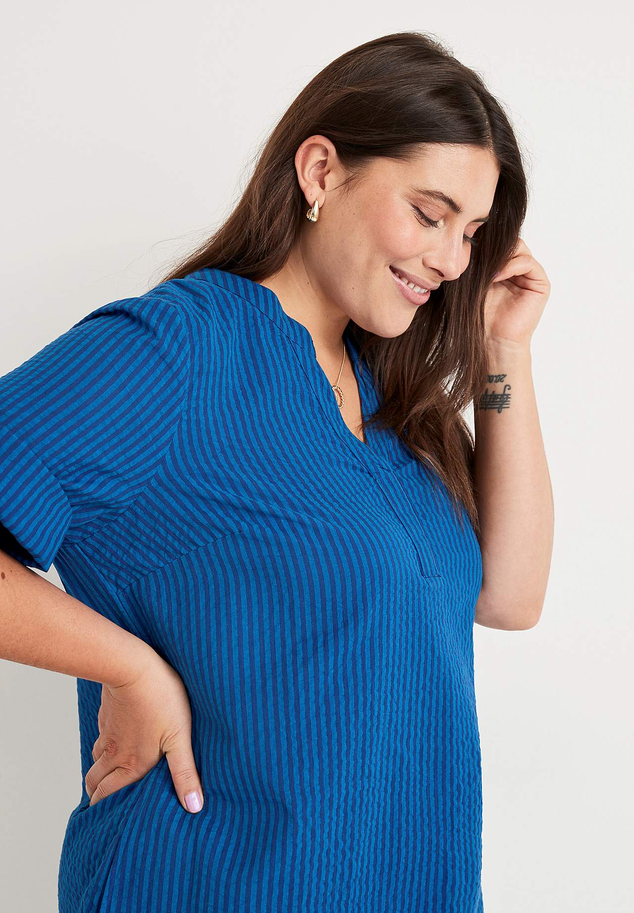 Striped dress in seersucker Daniella