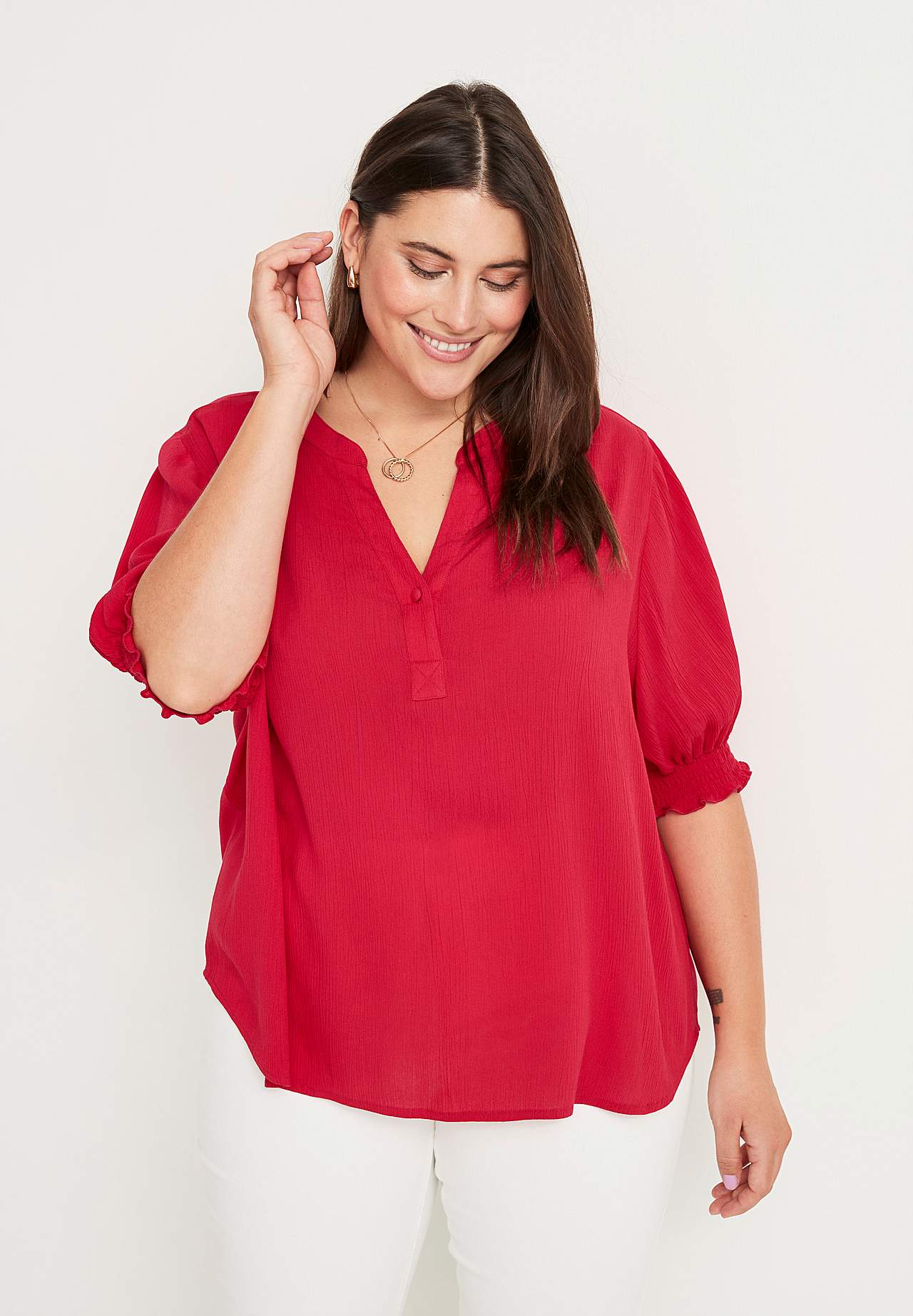 Crepe blouse with smocking Mia