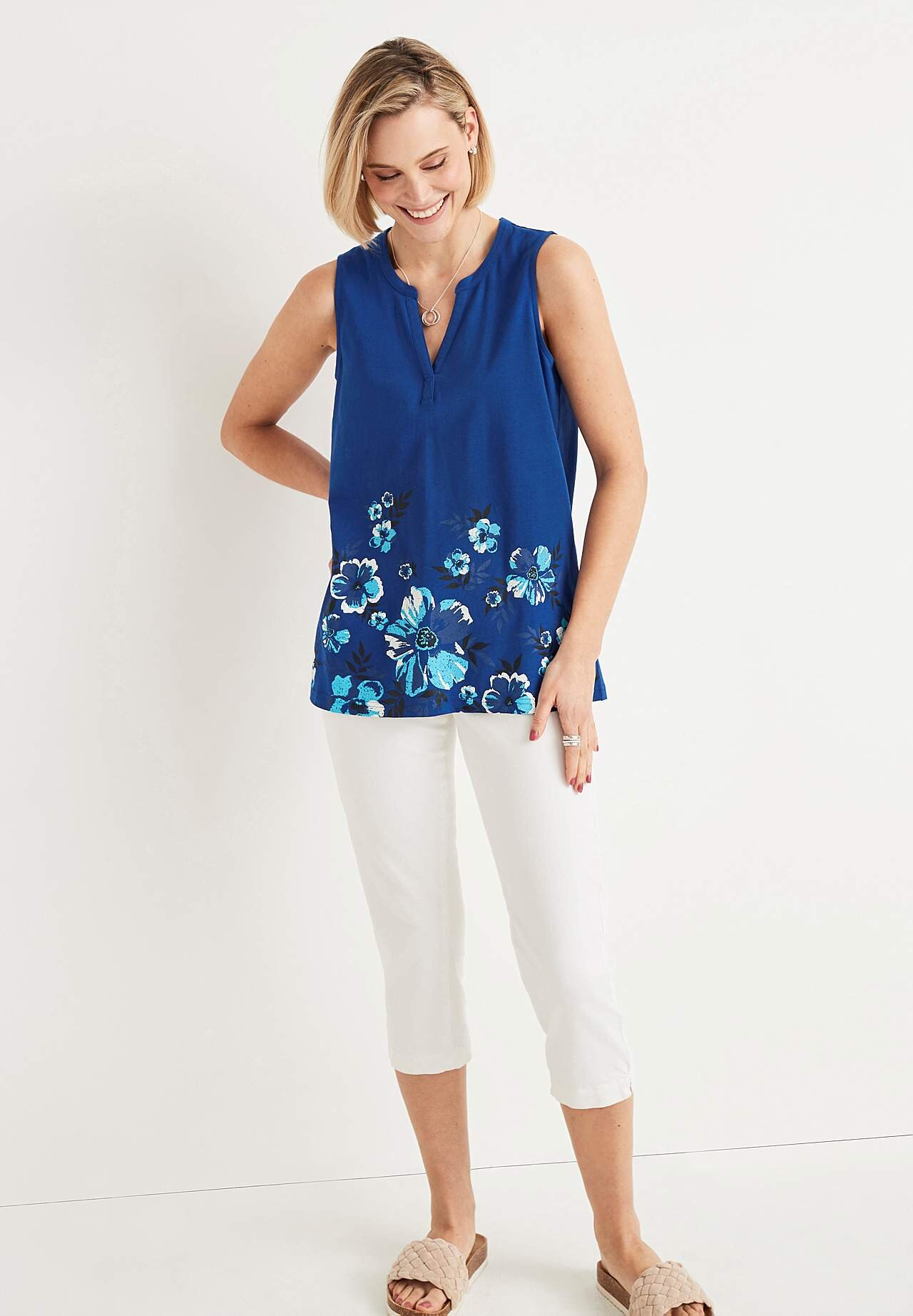 Sleeveless top in organic cotton 2-pack