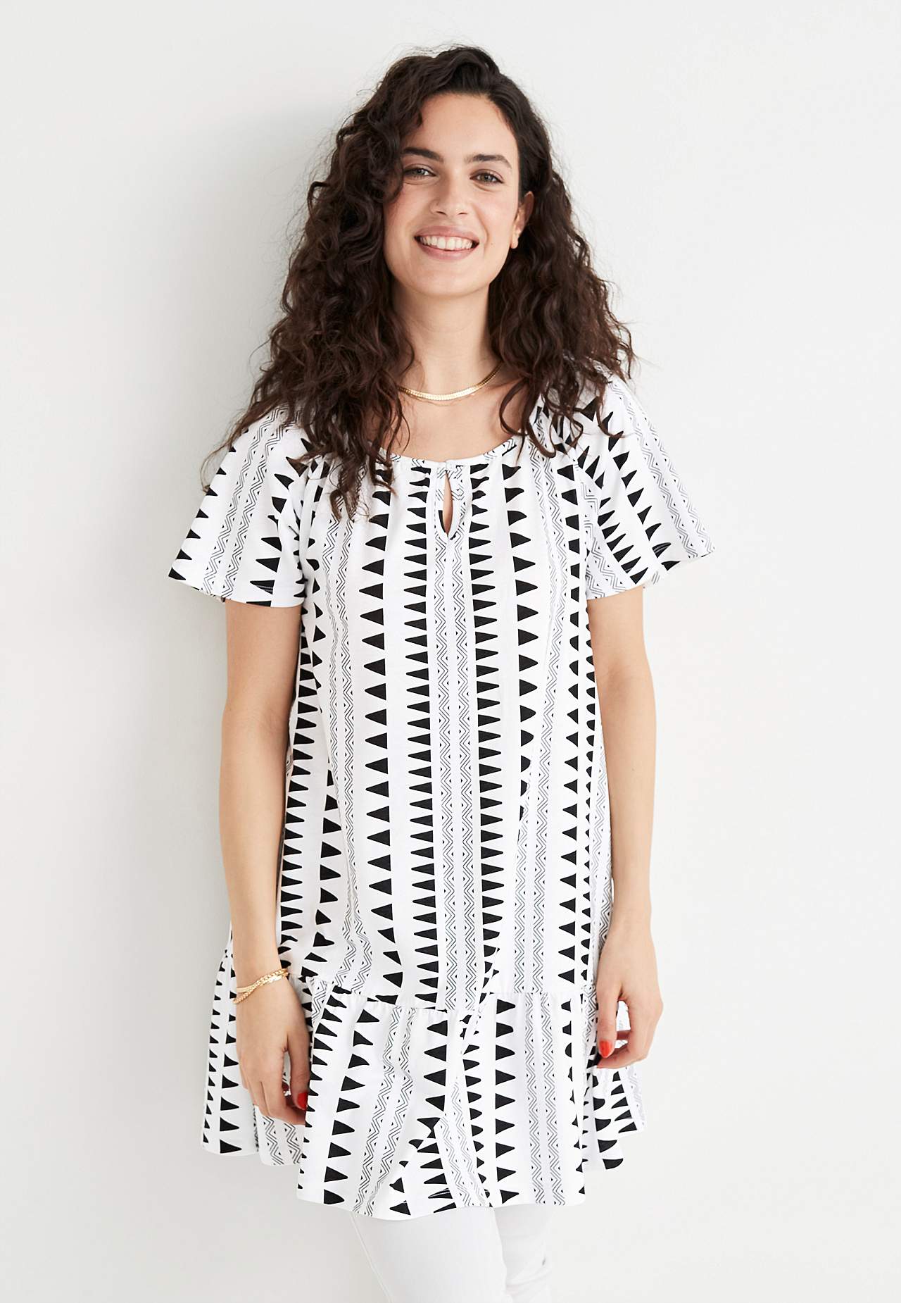 Tunic with frill at the bottom