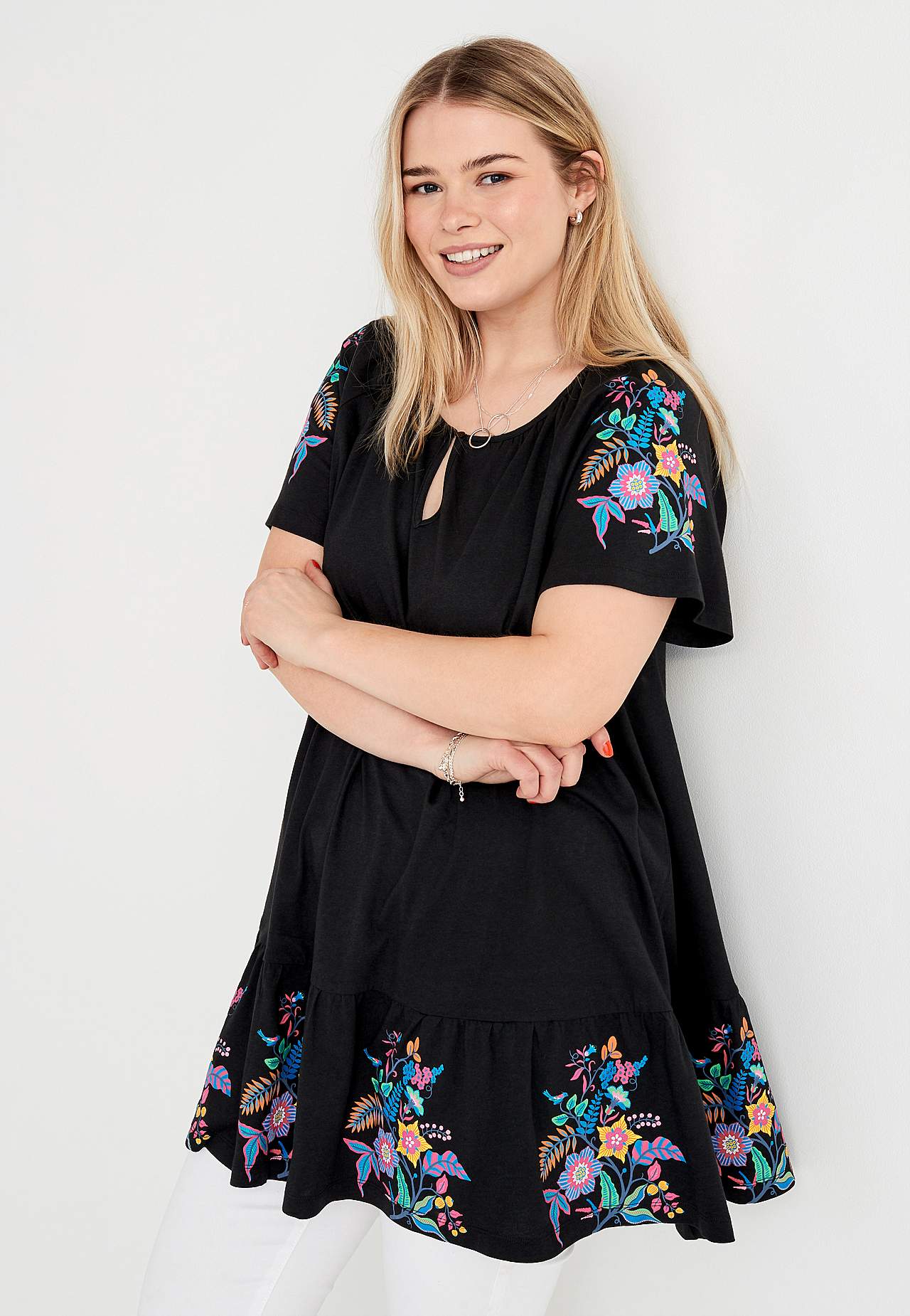 Tunic with frill at the bottom