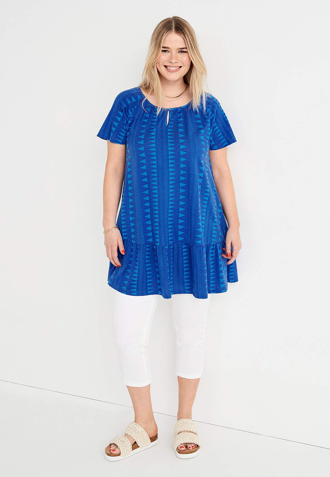 Tunic with frill at the bottom