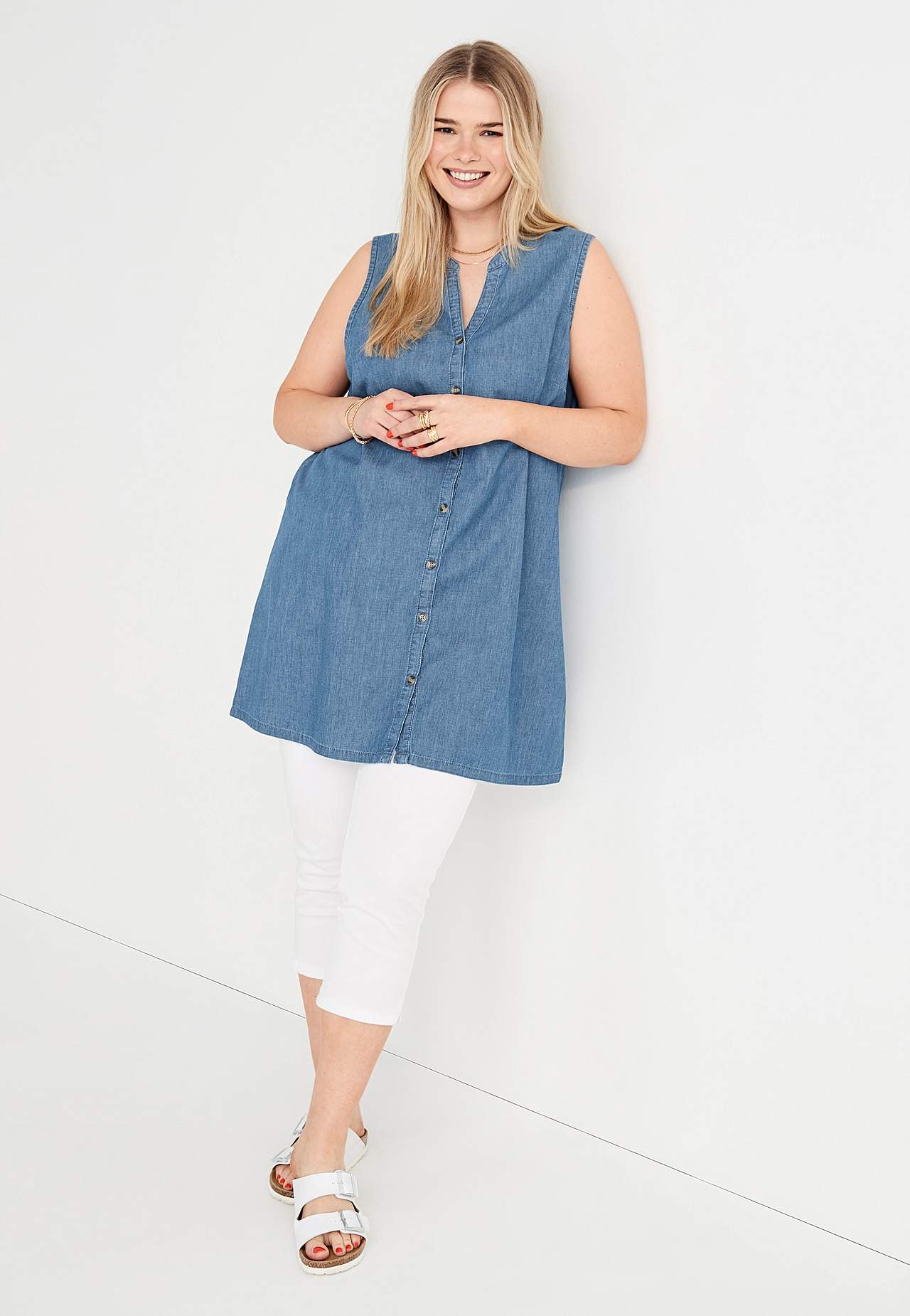 Sleeveless denim tunic