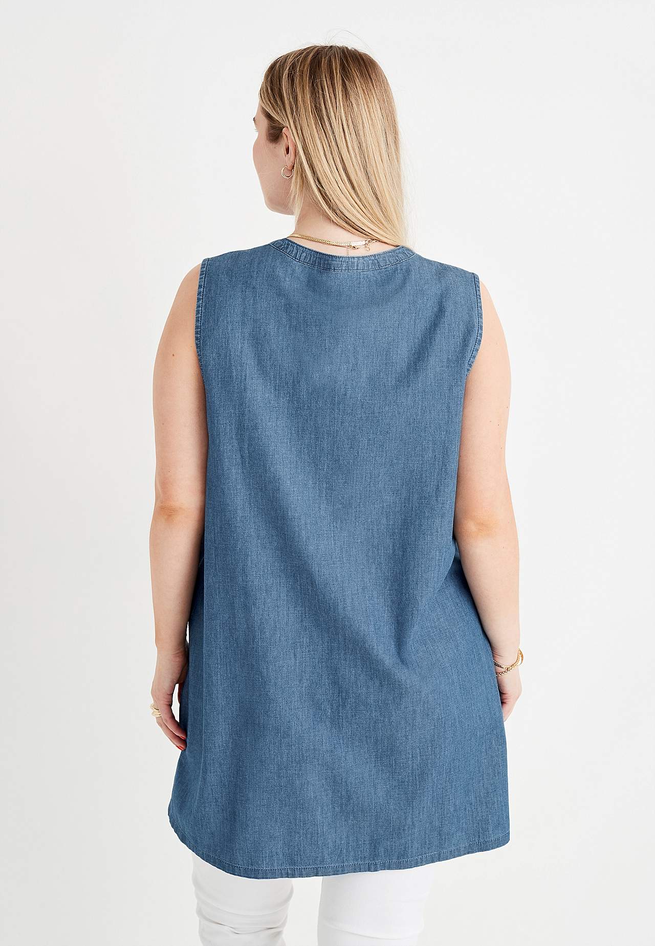 Sleeveless denim tunic