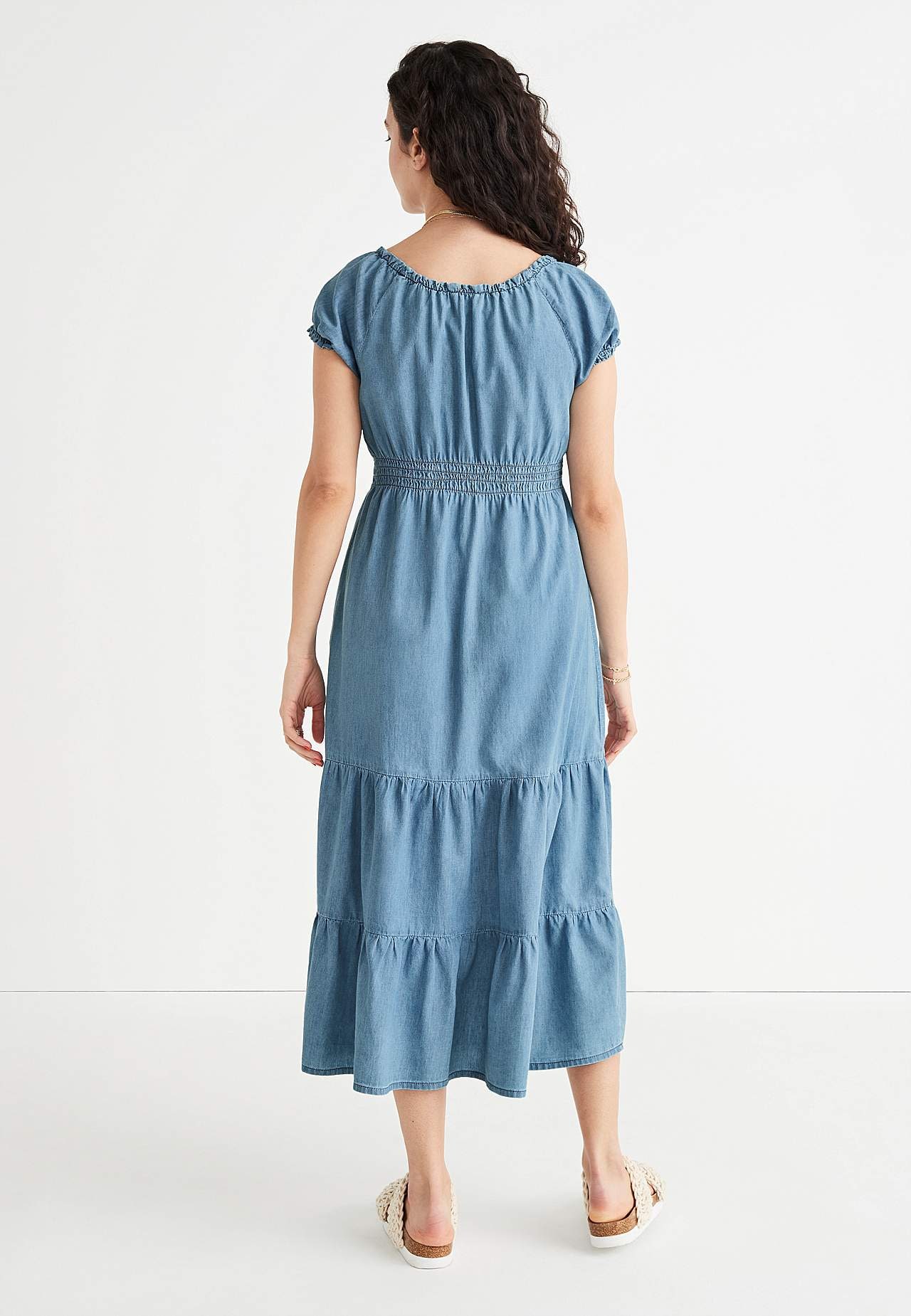 Denim dress with flounces Elsy