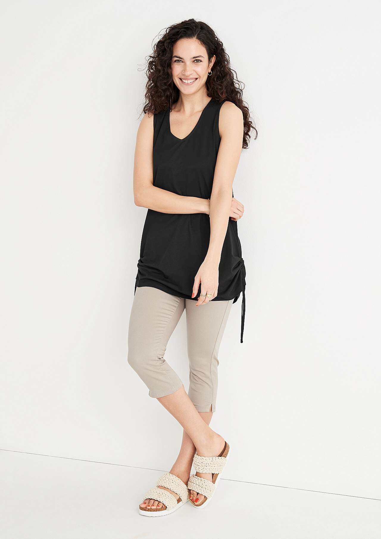 Sleeveless jersey tops with two different lengths 2-pack