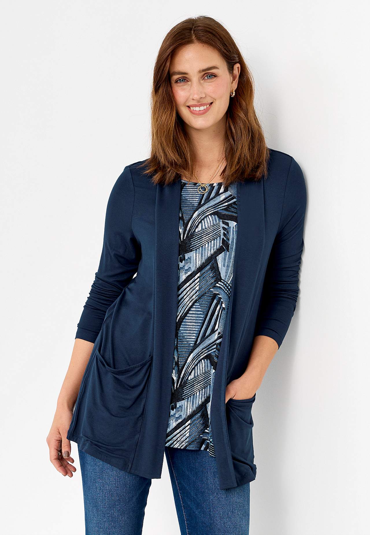 Long-sleeved 2-in-1 top