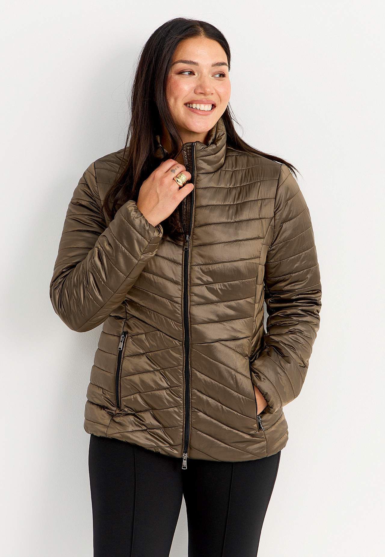 Shimmery lightweight puffer jacket