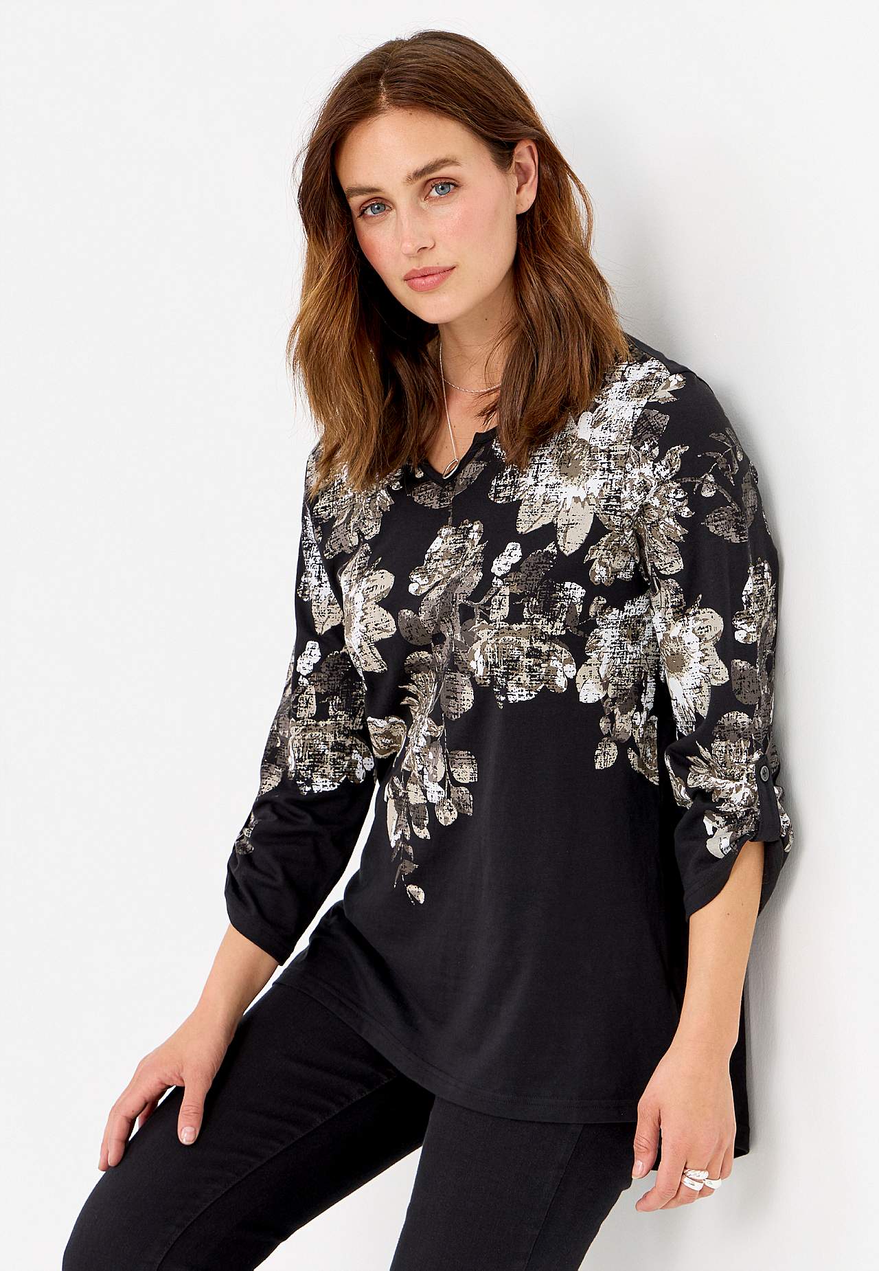 Patterned jersey top