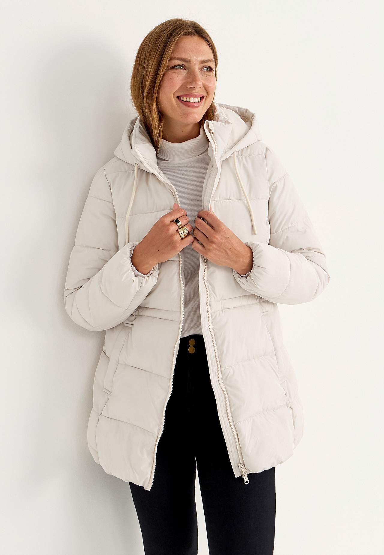 Warm-lined jacket with hood