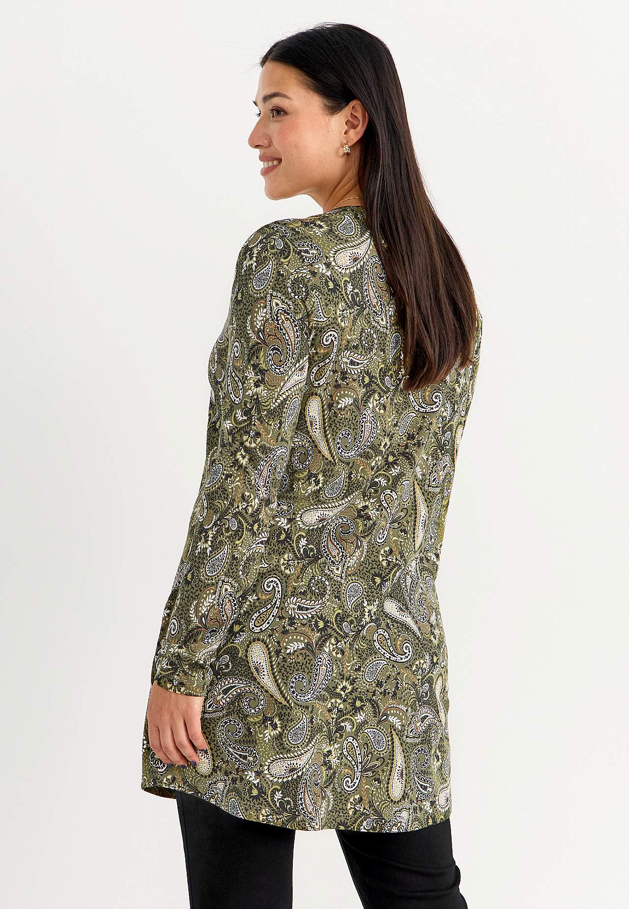 Patterned jersey tuniq with long sleeves