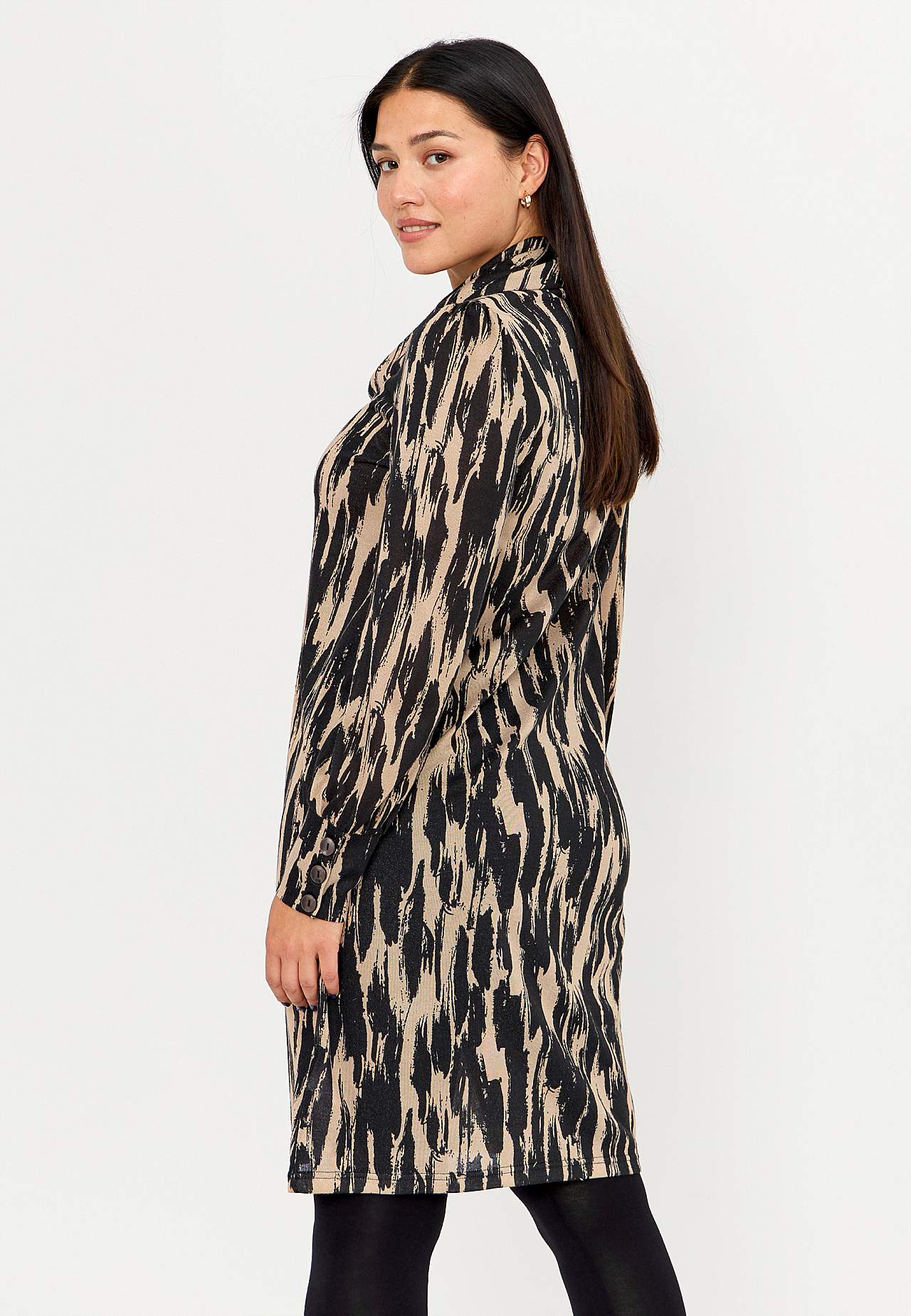 Patterned, knee-length jersey dress