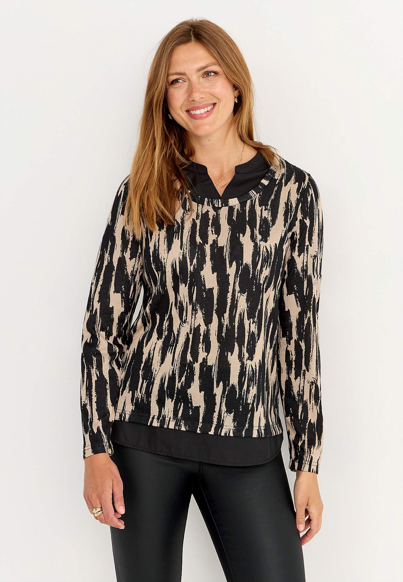 Patterned, 2 in 1 jersey top