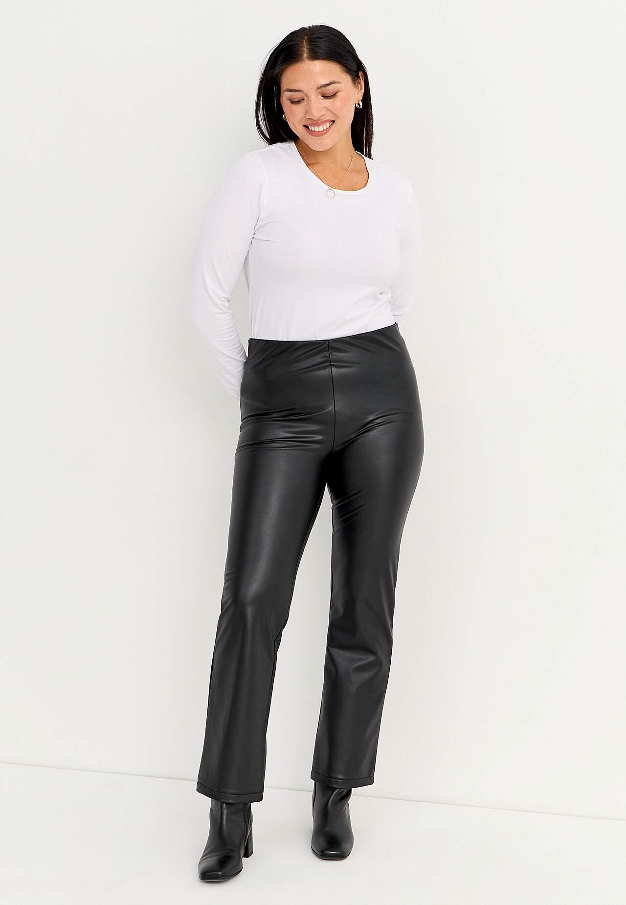 Coated, kick flare leggings