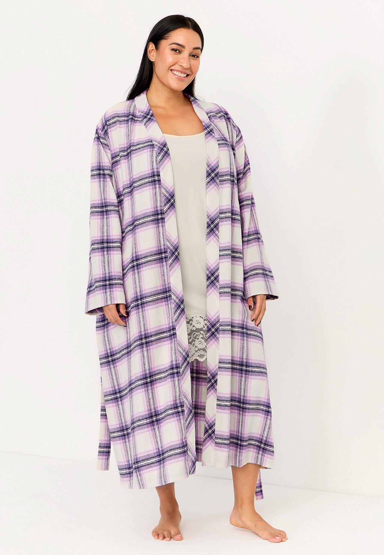 Checked robe in flannel