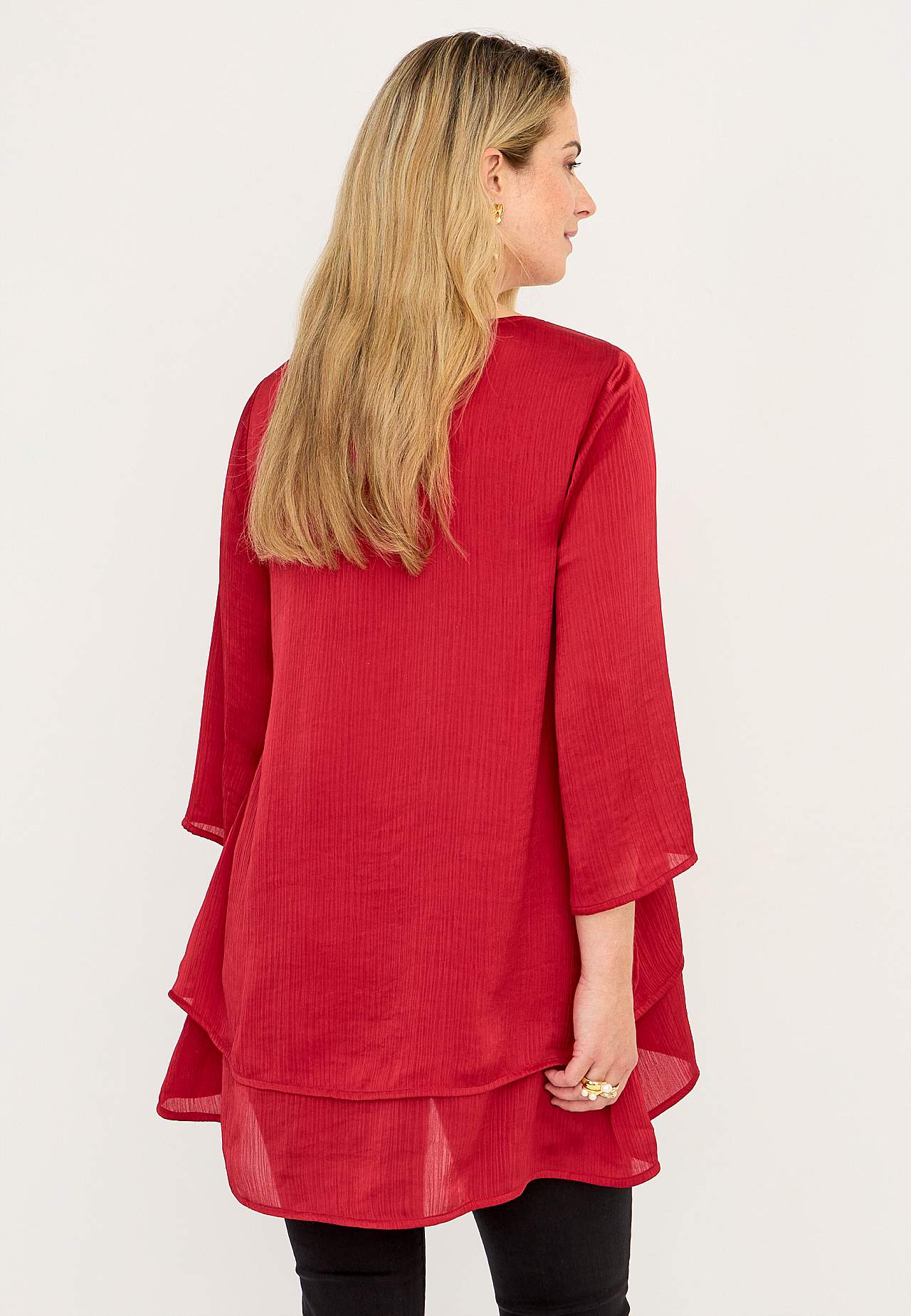 V-neck tunic with bell sleeve