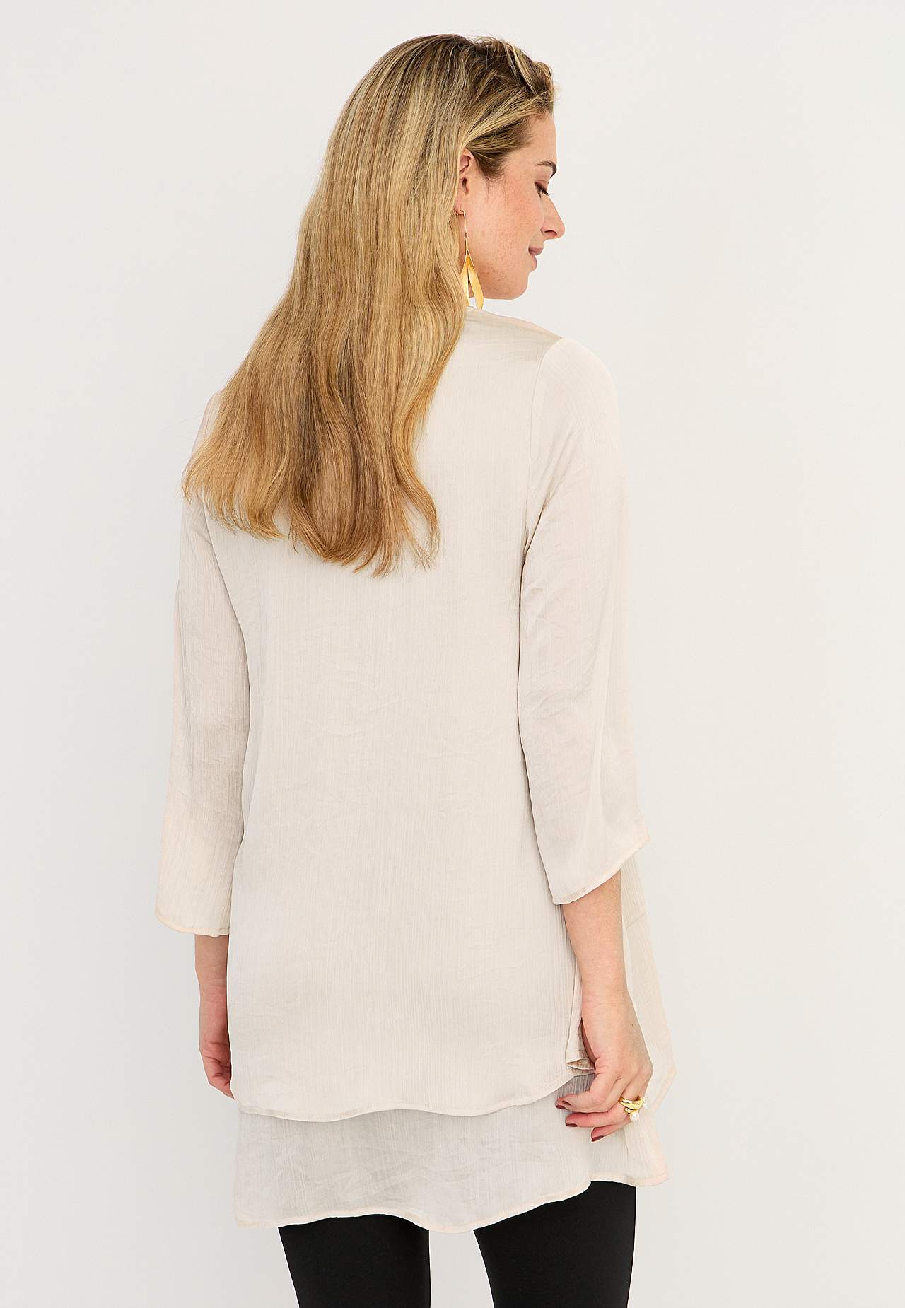 V-neck tunic with bell sleeve