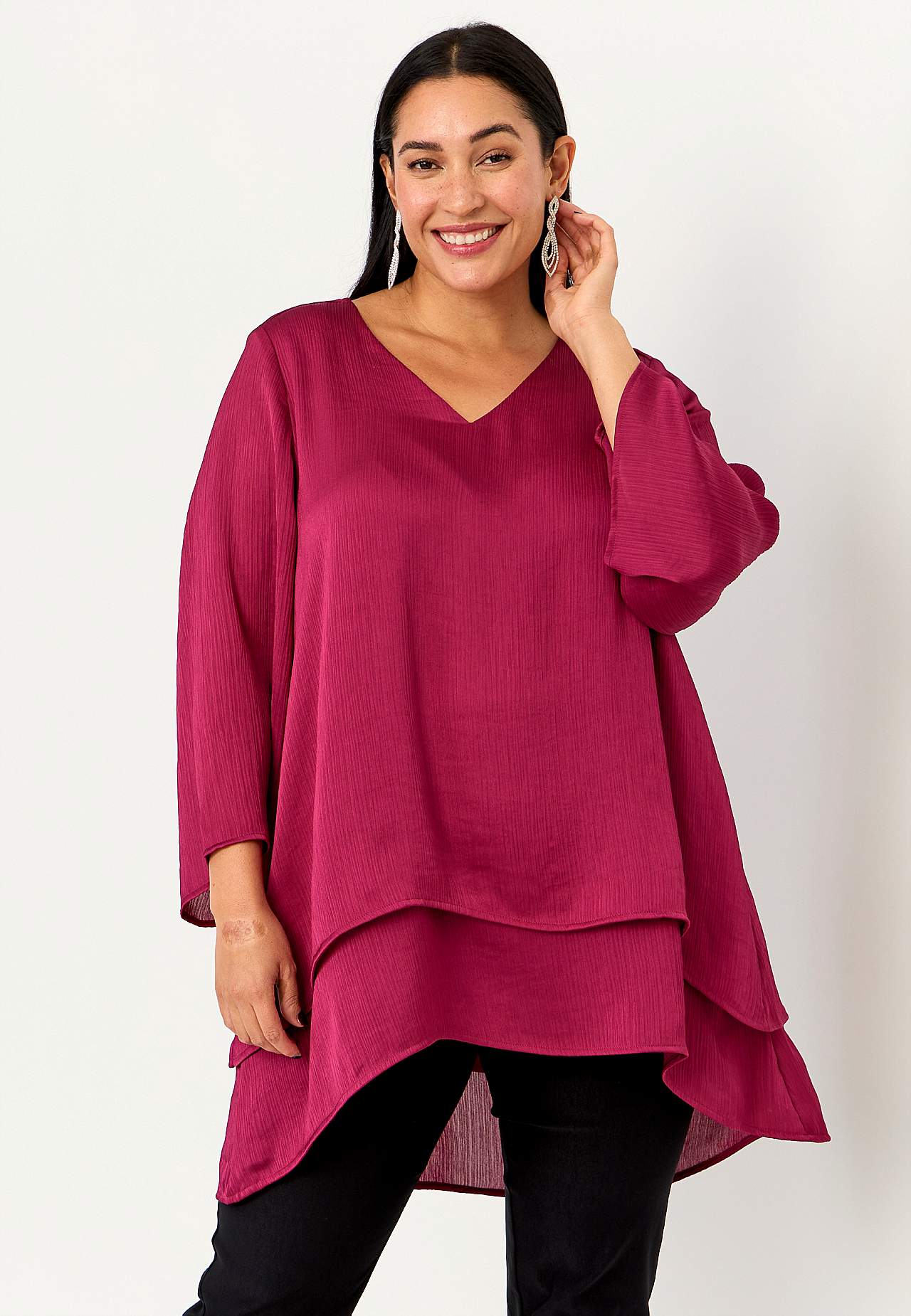 V-neck tunic with bell sleeve
